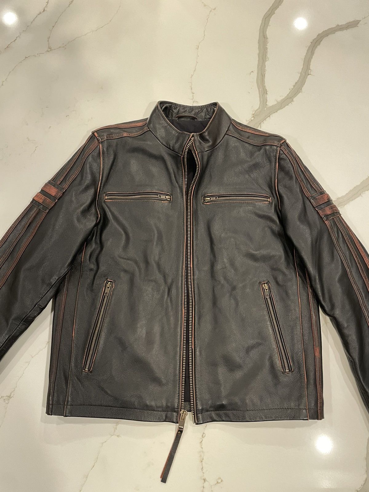 Black Rivet Leather biker jacket Size US L / EU 52-54 / 3 - 2 Thumbnail