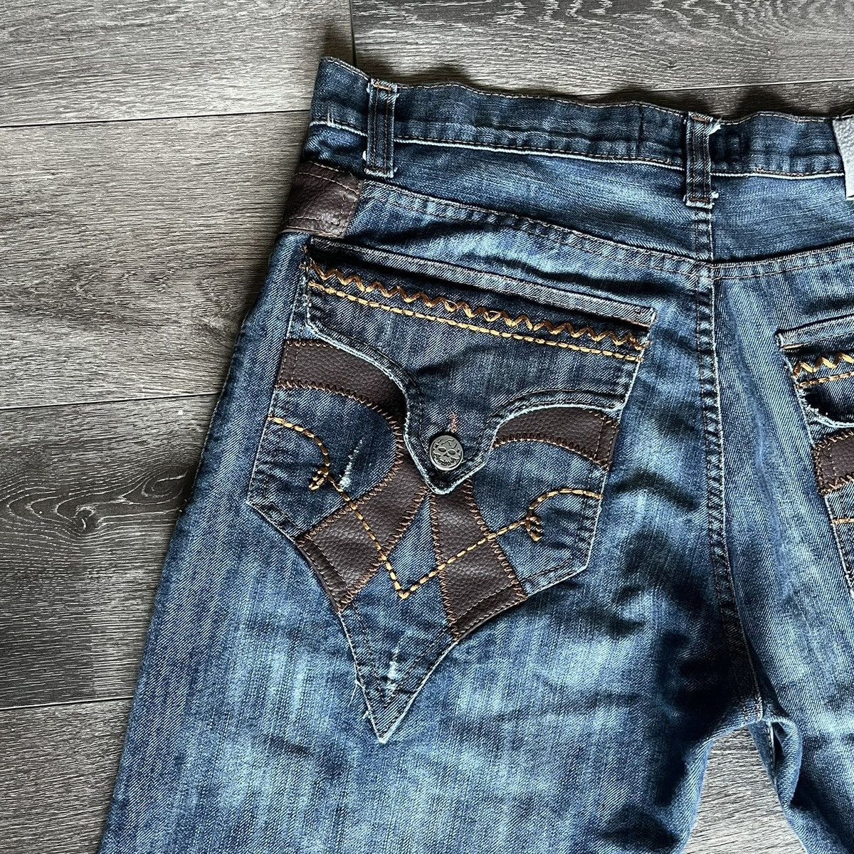 Vintage Vintage King Maker Cross Logo Distressed Denim Jeans 38x32 Size US 38 / EU 54 - 3 Thumbnail
