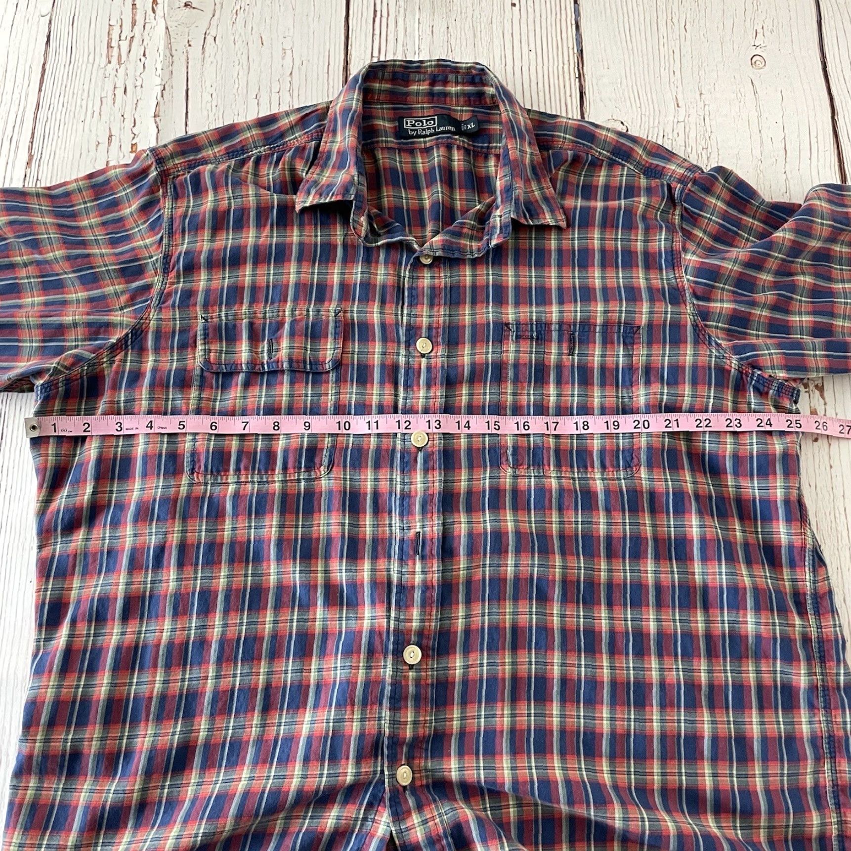 Polo Ralph Lauren VTG Polo Ralph Lauren Madras Plaid Long Sleeve Button Shirt XL Red Mens Shirt Size US XL / EU 56 / 4 - 5 Thumbnail