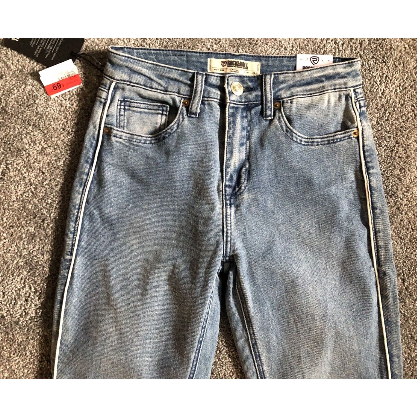 Vintage VINTAGE Rock & Roll Denim Jeans 90s Women’s Straight Cropped High Rise Blue 26x25 Pockets Size 26" / US 2 / IT 38 - 6 Thumbnail