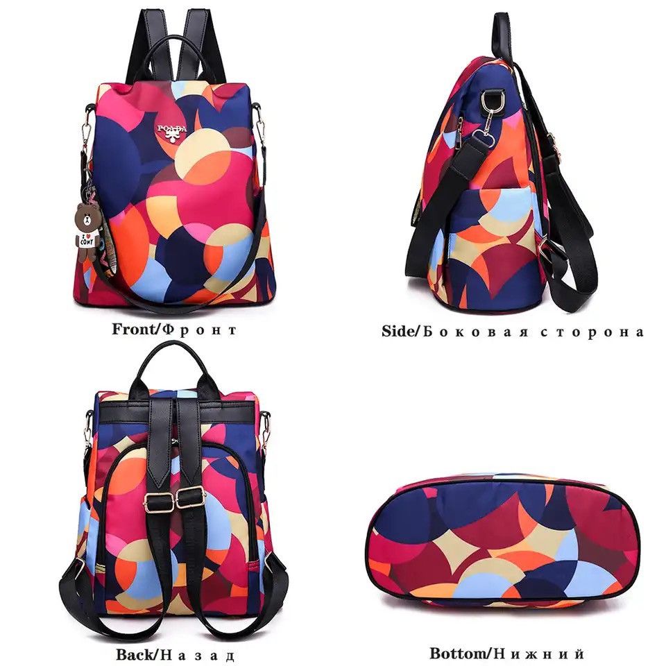 Vintage Multifunctional Anti-theft Backpacks Oxford Shoulder Bags Size ONE SIZE - 3 Thumbnail