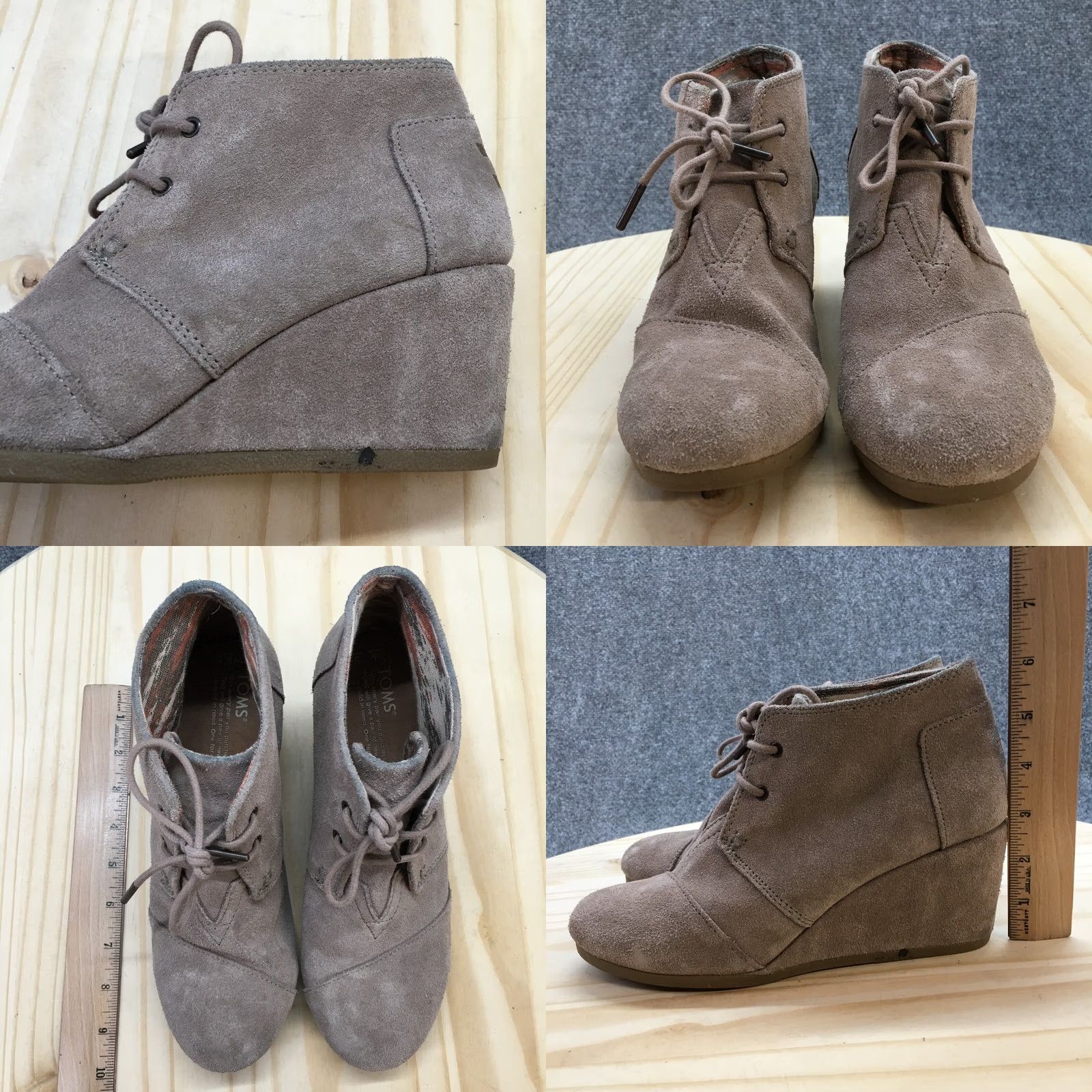Toms TOMS Desert Wedge Ankle Bootie Womens 8.5 Brown Suede Lace Up Size US 9 / IT 39 - 8 Thumbnail