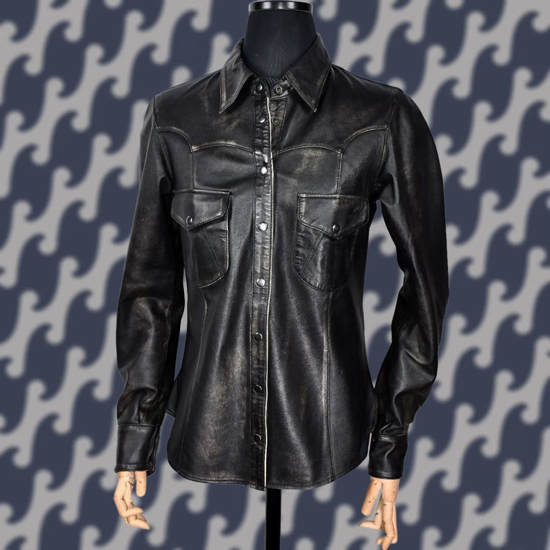 Vintage One Teaspoon Shirt M Black Leather Western Snap Chest 48 cm Length Back 66 cm 25.98 inch Womens Boys Mens Size M / US 6-8 / IT 42-44 - 1 Thumbnail
