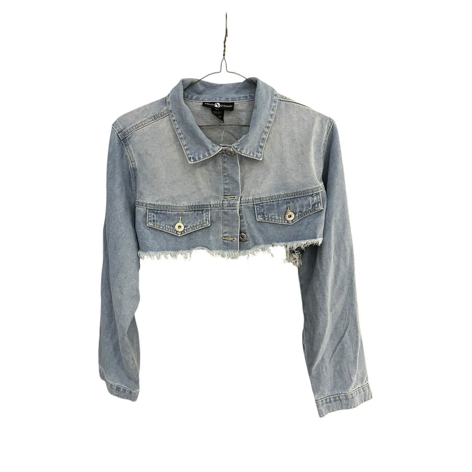 Other Ashley Stewart Women's 18/20 button cropped denim jacket NWT Size XXL / US 16-18 / IT 52-54 - 1 Thumbnail