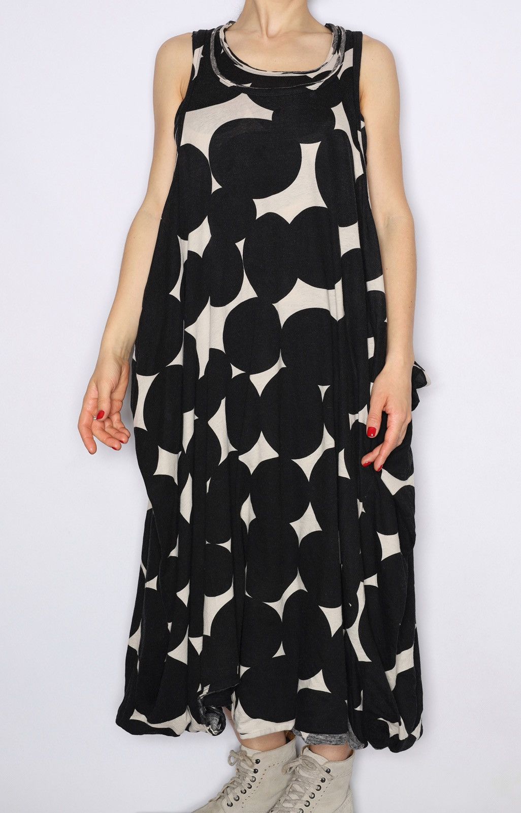 Rundholz Rundholz Black Label Wide Maxi Dress Polka Dot Printed White Size S / US 4 / IT 40 - 3 Thumbnail