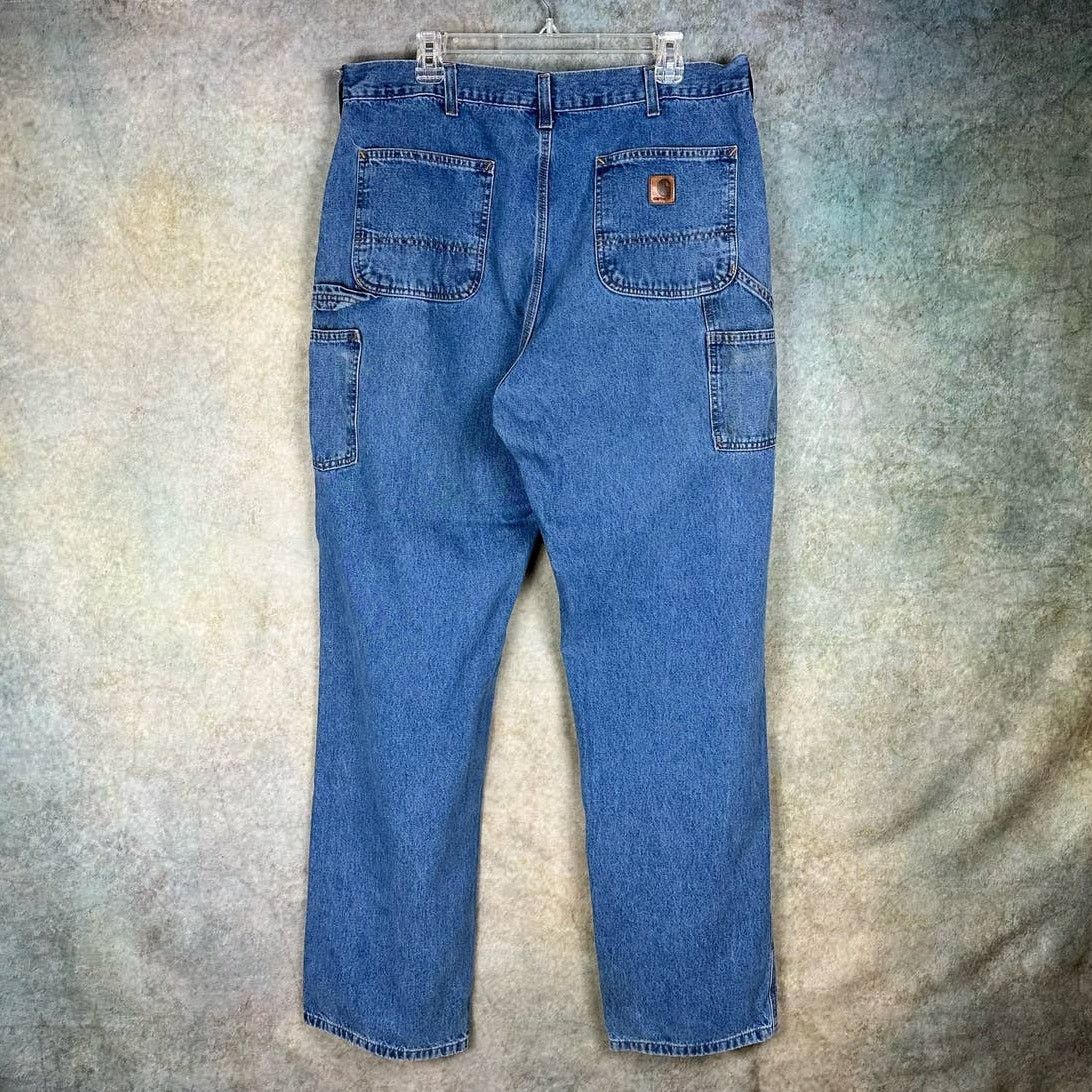 Carhartt × Vintage Vintage 90s Carhartt Carpenter Pants 38 x 34 Blue Work Wear Size US 38 / EU 54 - 1 Thumbnail