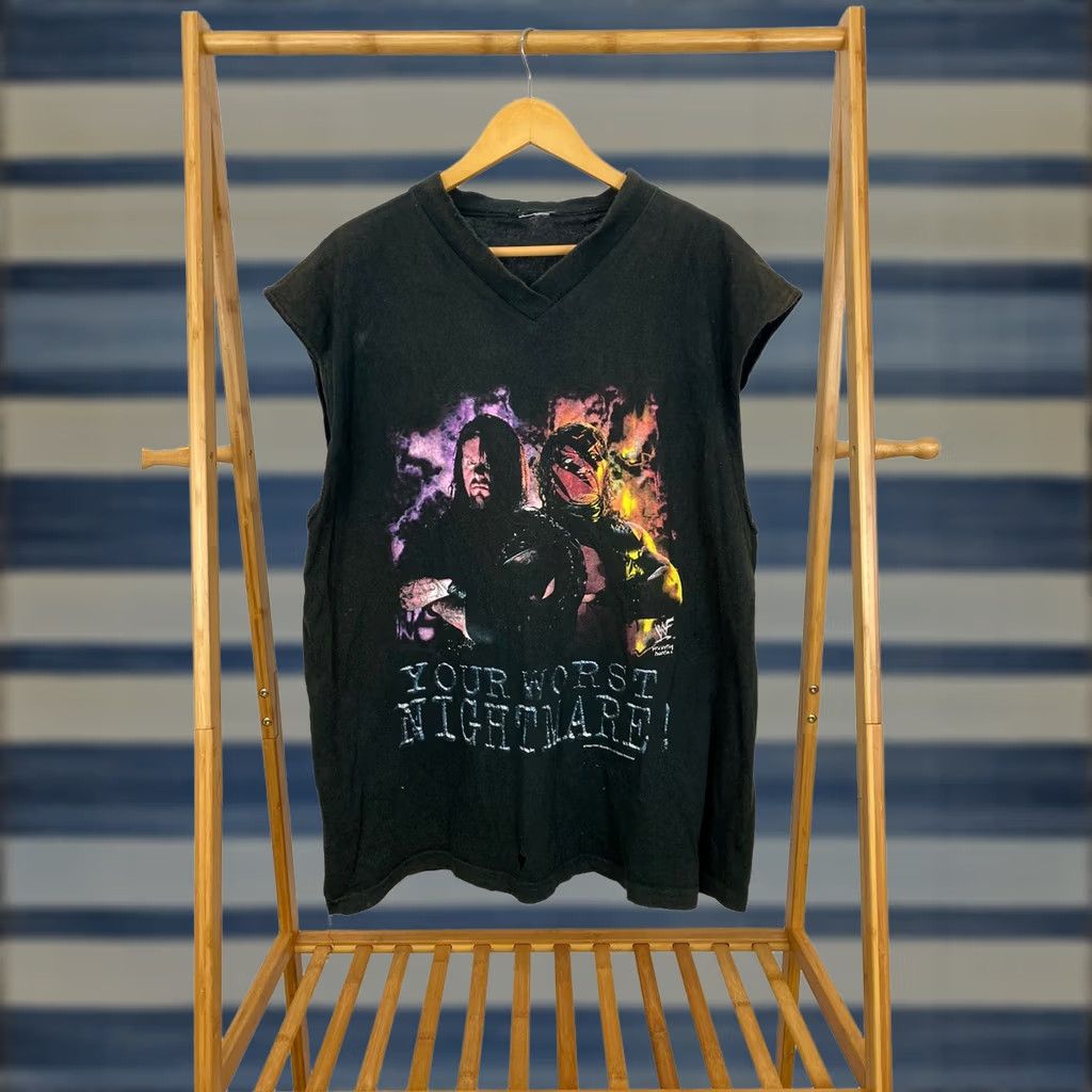 Vintage VTG 1999 Undertaker & Kane WWE Your Worst Nightmare T-Shirt XXL Black Mens Sleeveless Shirt Size US XXL / EU 58 / 5 - 1 Thumbnail