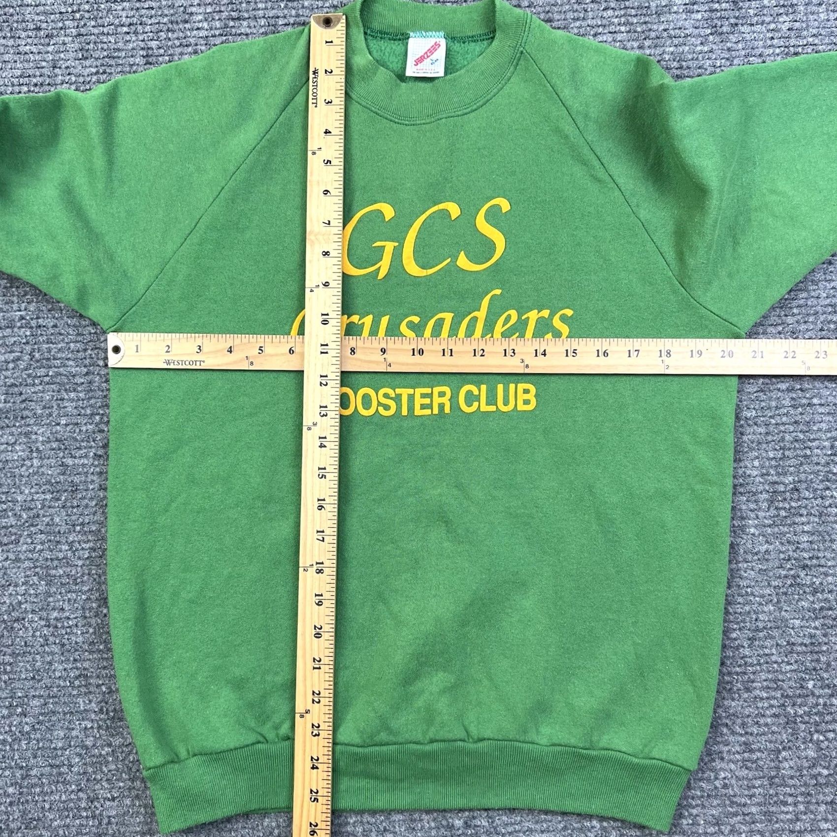 Jerzees VINTAGE Jerzees Booster Club Raglan Crewneck Sweatshirt M Green 90s Graphic Print Mens Medium Size US M / EU 48-50 / 2 - 7 Thumbnail