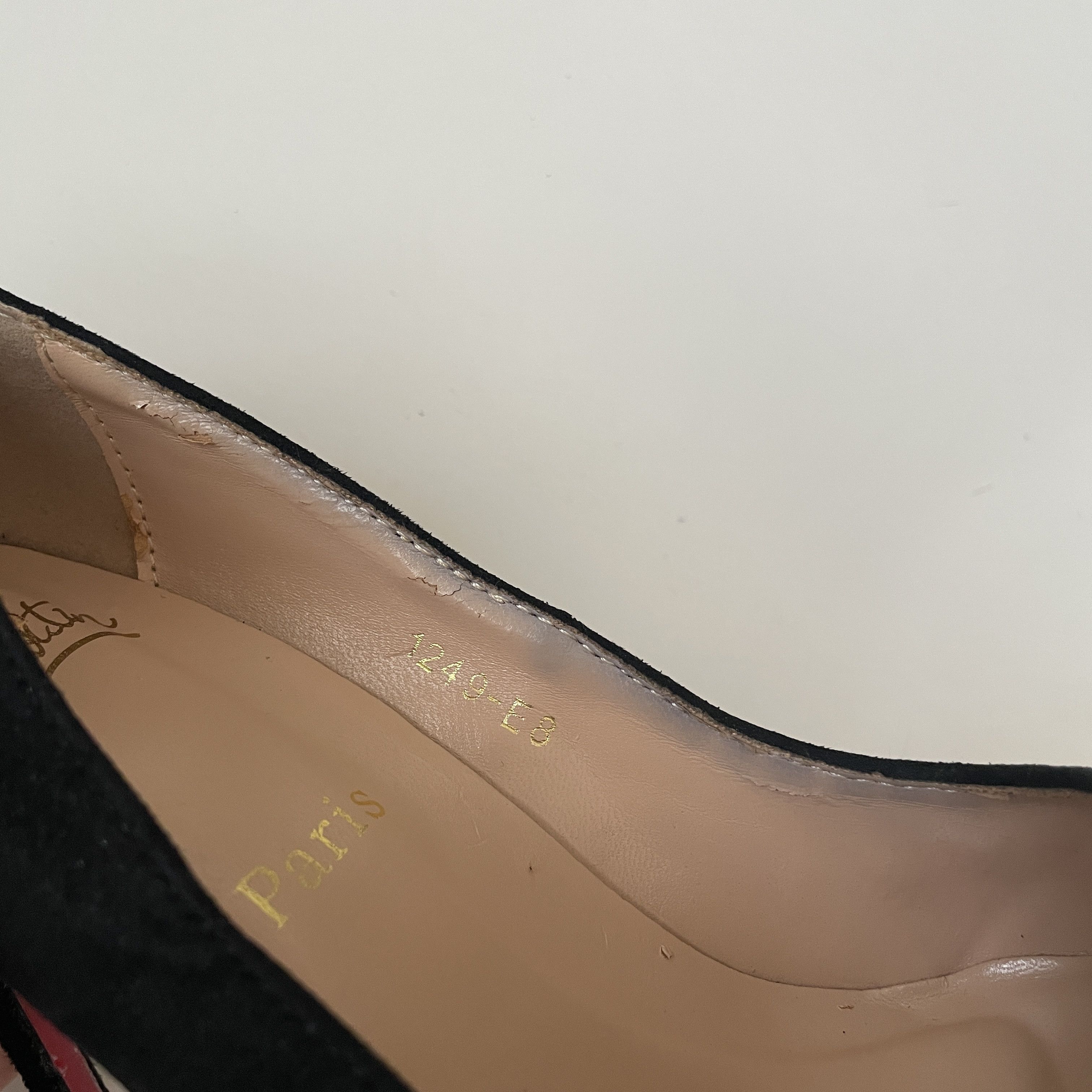 Christian Louboutin RARE 👠 Christian Louboutin Black Suede Embellished Pump Size US 5 / IT 35 - 19 Thumbnail