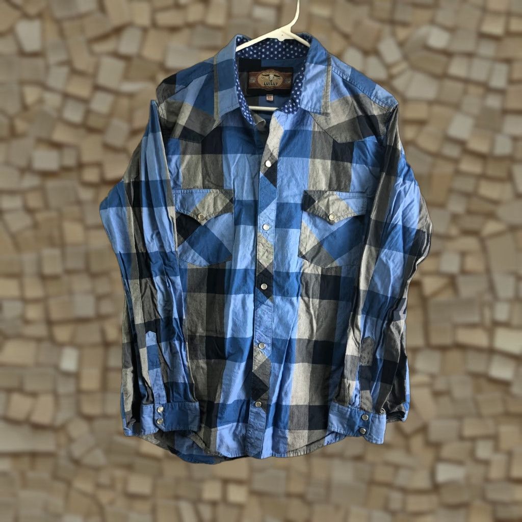 Denime Luilly Denim Shirt Mens Size Large Blue Striped Long Sleeve Spread Collar Shirt Size US L / EU 52-54 / 3 - 1 Thumbnail