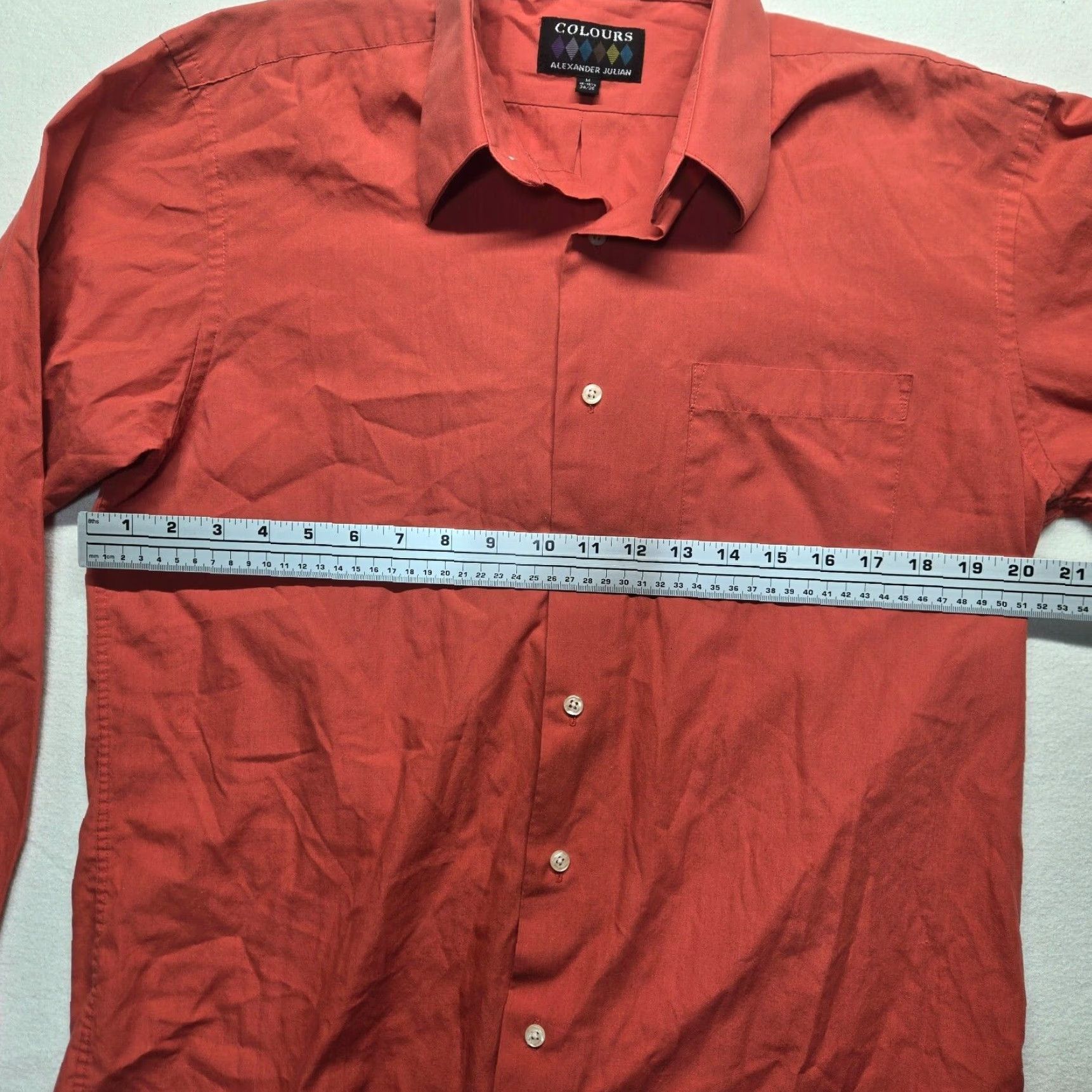 Alexander Julian Colours Alexander Julian Shirt Mens M Orange Regular Solid Button-Up Long Sleeve Subtle Cotton Polyester Modern Size US L / EU 52-54 / 3 - 4 Thumbnail