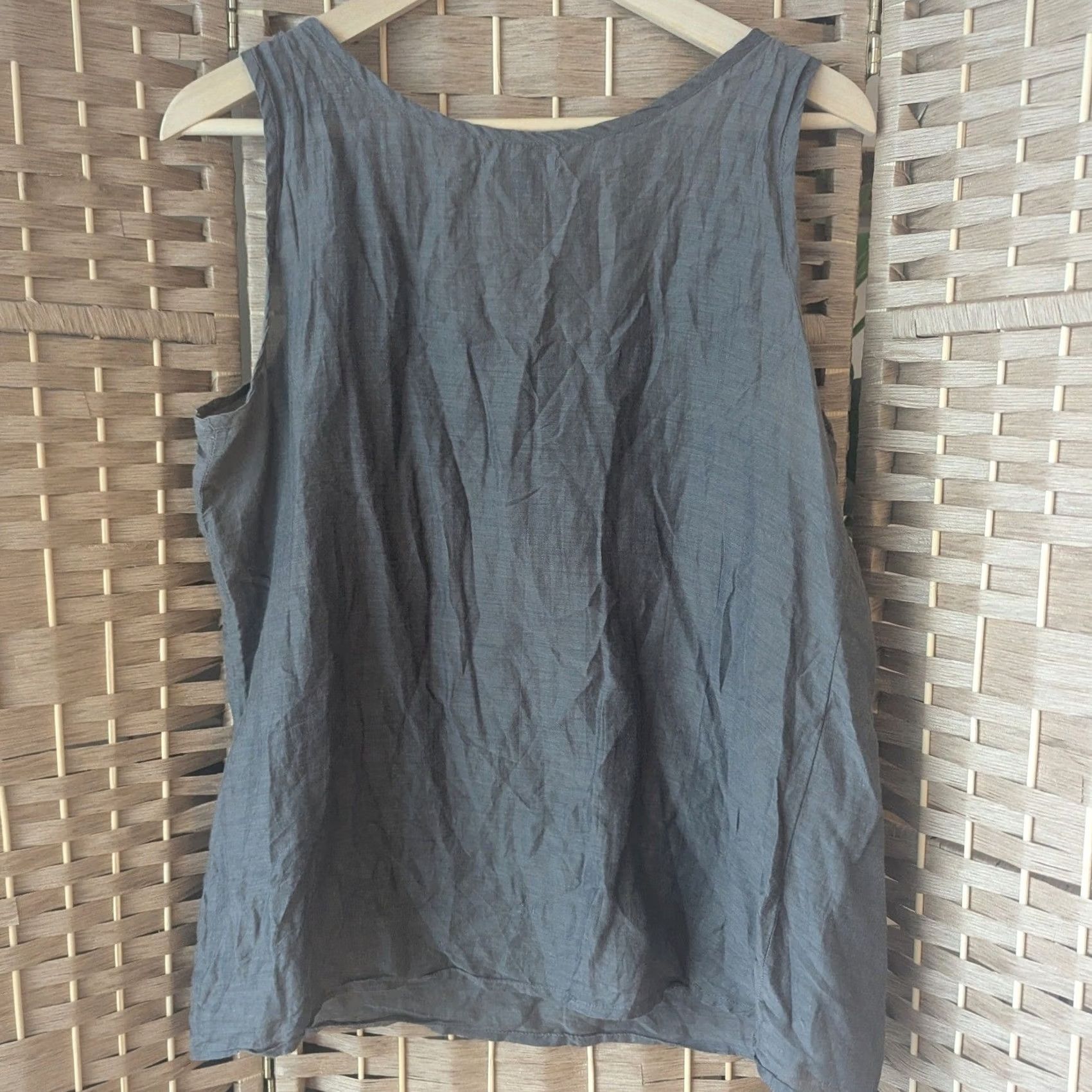 Gap Gap Tank Top Womens L Gray Cotton Silk Beaded Scoop Neck Sleeveless Pullover Casual Relaxed Canvas? Size L / US 10 / IT 46 - 3 Thumbnail