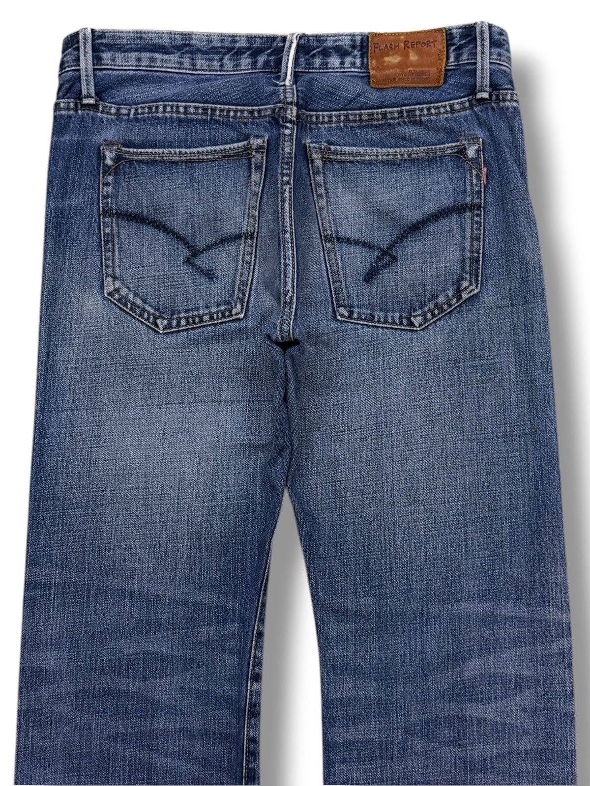 Japanese Brand Vintage Flash Report Selvedge Denim Jeans | Vintage Fade W31 Size US 31 - 5 Thumbnail