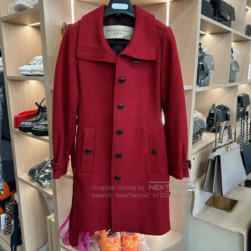 Burberry Burberry Red Cashmere Coat for Women. Size L / US 10 / IT 46 - 3 Thumbnail