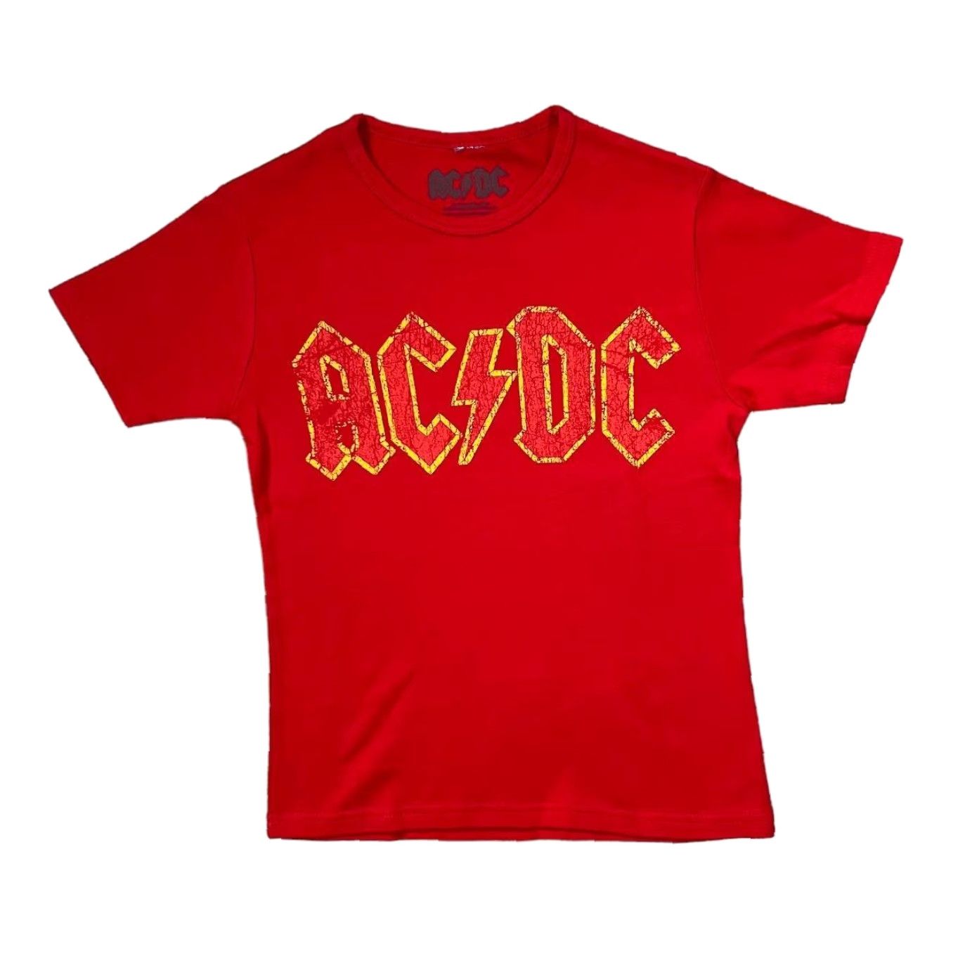 Logo 7 AC/DC Distressed Style Logo Spellout Hard Rock Band Graphic T-Shirt Women's M Red Shirt Graphic Logo Front 9527 Size M / US 6-8 / IT 42-44 - 2 Thumbnail