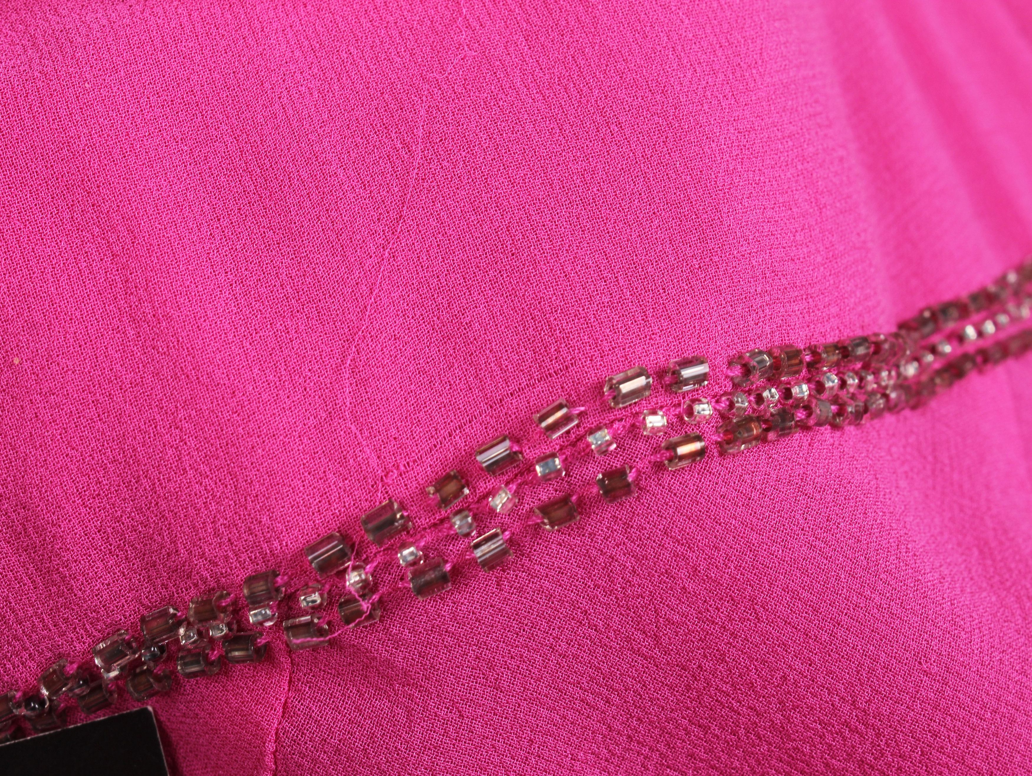 Vintage Vintage Ben De Lisi Pink Y2K Silk Beaded Midi Dress Size M / US 6-8 / IT 42-44 - 10 Thumbnail