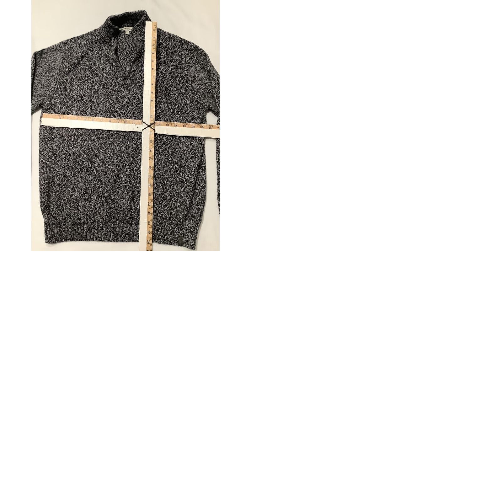 Vintage Calvin Klein Jeans Sweater Mens Medium Gray Herringbone Mock Neck 1/4 Zip Pullover Knit Long Sleeve Casual Size US M / EU 48-50 / 2 - 9 Thumbnail