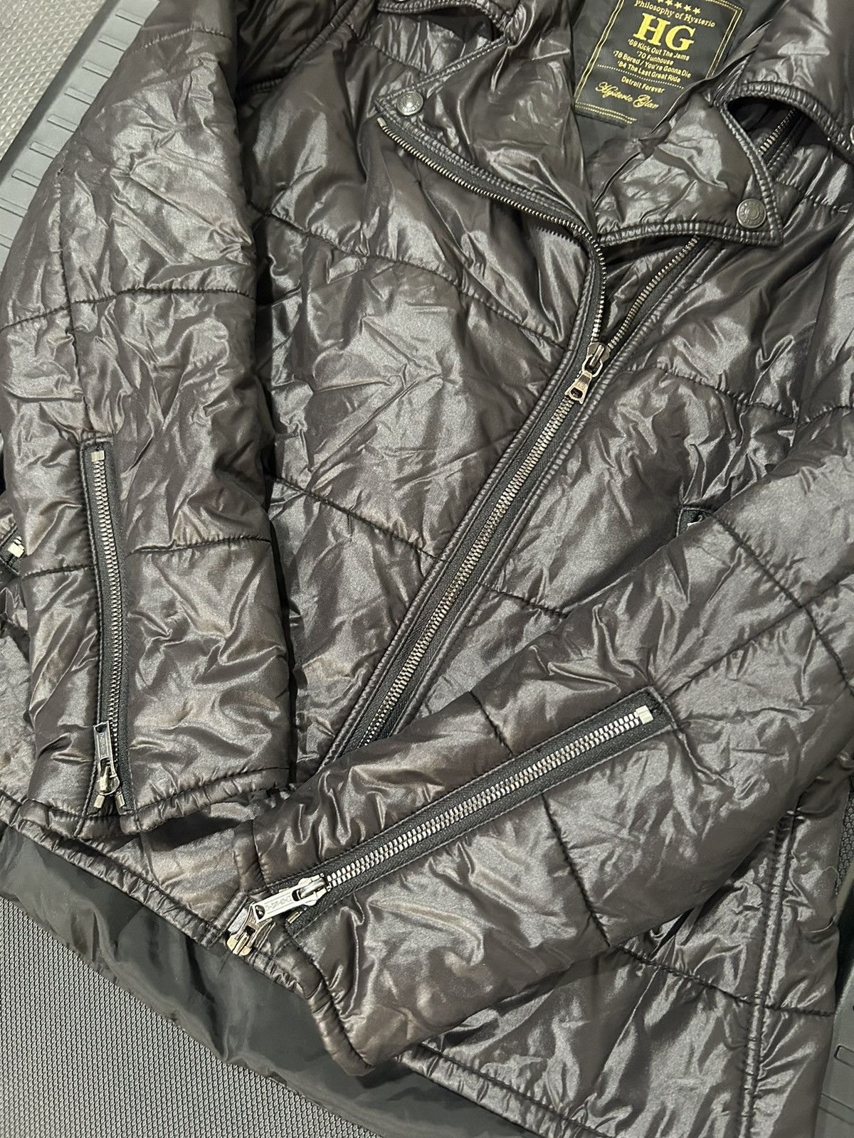Hysteric Glamour Archive hysteric glamor asymmetrical puffer jacket biker Size S / US 4 / IT 40 - 3 Thumbnail