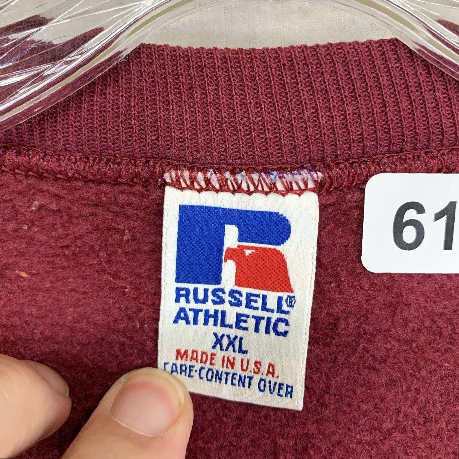Russell Athletic VINTAGE Russell Athletic Sweatshirt Unisex Adults 2XL Crew Neck Fleece Long Sleeve Maroon USA 80s 90s Sports Streetwear Size US XXL / EU 58 / 5 - 3 Thumbnail