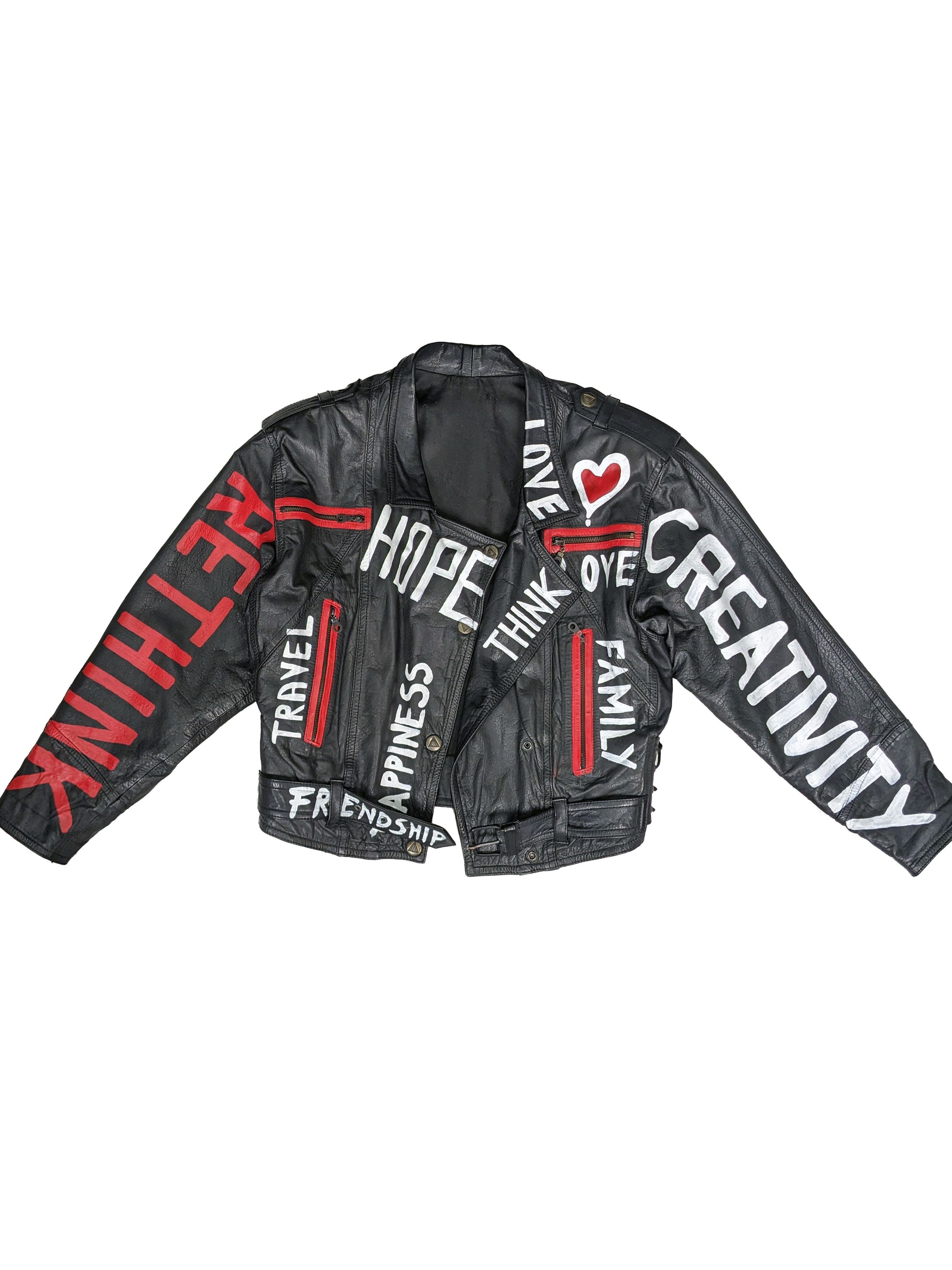 Vintage Vintage custom hand-painted leather motorcycle biker jacket Size M / US 6-8 / IT 42-44 - 3 Thumbnail