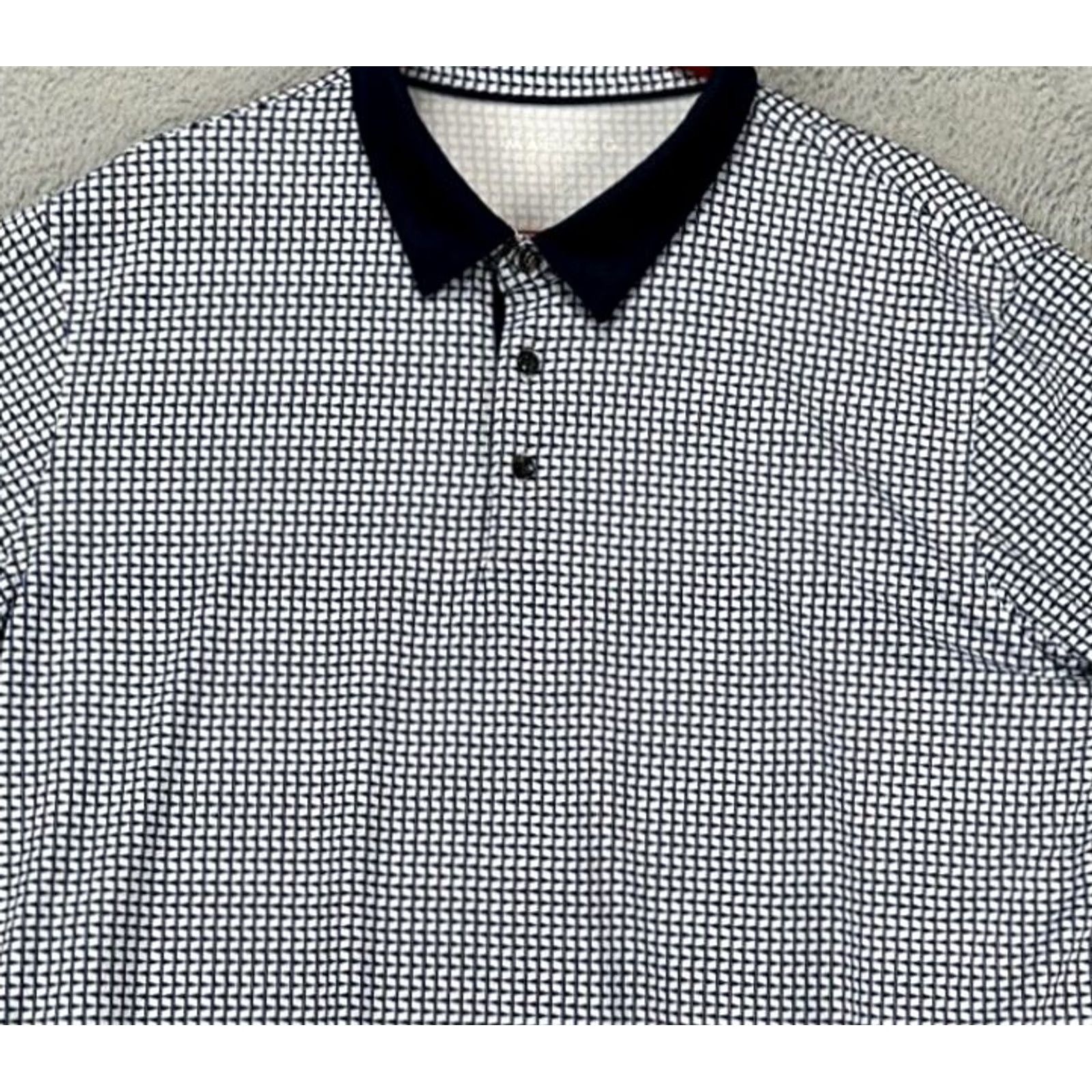 Vintage Maelreg Polo Shirt Mens 2XL Navy Geometric Performance Golf Short Sleeve Rugby Size US XXL / EU 58 / 5 - 2 Thumbnail