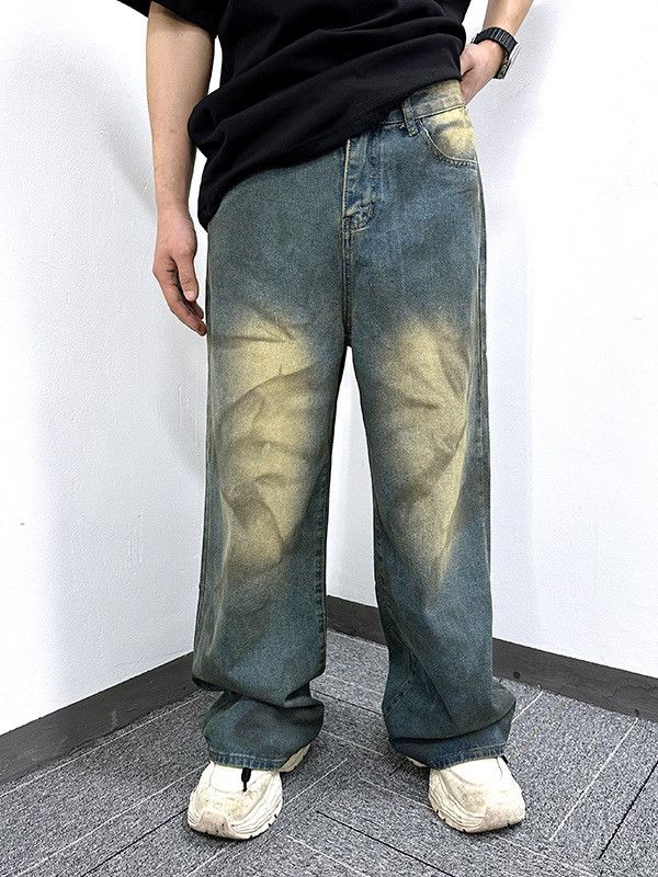 Jean Washed, distressed, punk-inspired tie-dye men's jeans Size US 34 / EU 50 - 1 Thumbnail