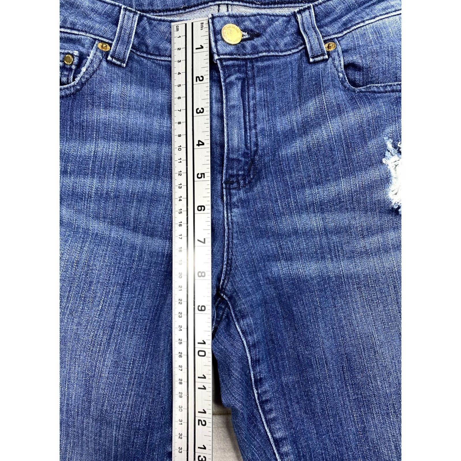 Michael Kors Michael Kors Dillon Relaxed Jeans Women's Size 4 Dark Wash Denim Distressed Jeans Mens? No Size 27" / US 4 / IT 40 - 7 Thumbnail