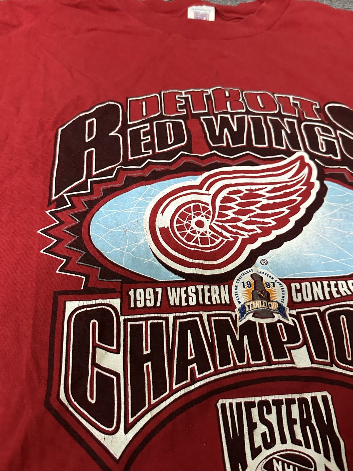 NHL × Vintage Vintage 1997 Detroit Red Wings Western Conference Shirt Size US XXL / EU 58 / 5 - 7 Thumbnail
