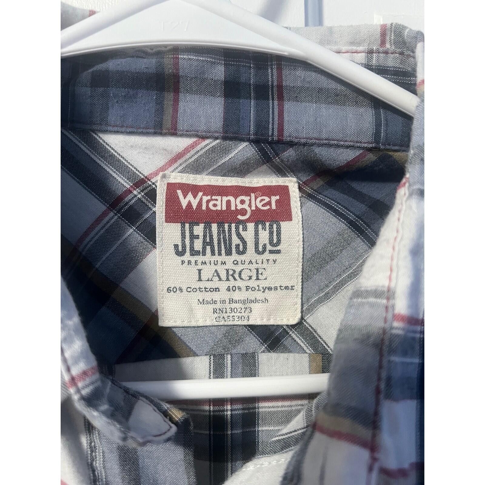 Wrangler Wrangler Western Shirt Mens Large Blue Plaid Button Up Size US L / EU 52-54 / 3 - 2 Thumbnail