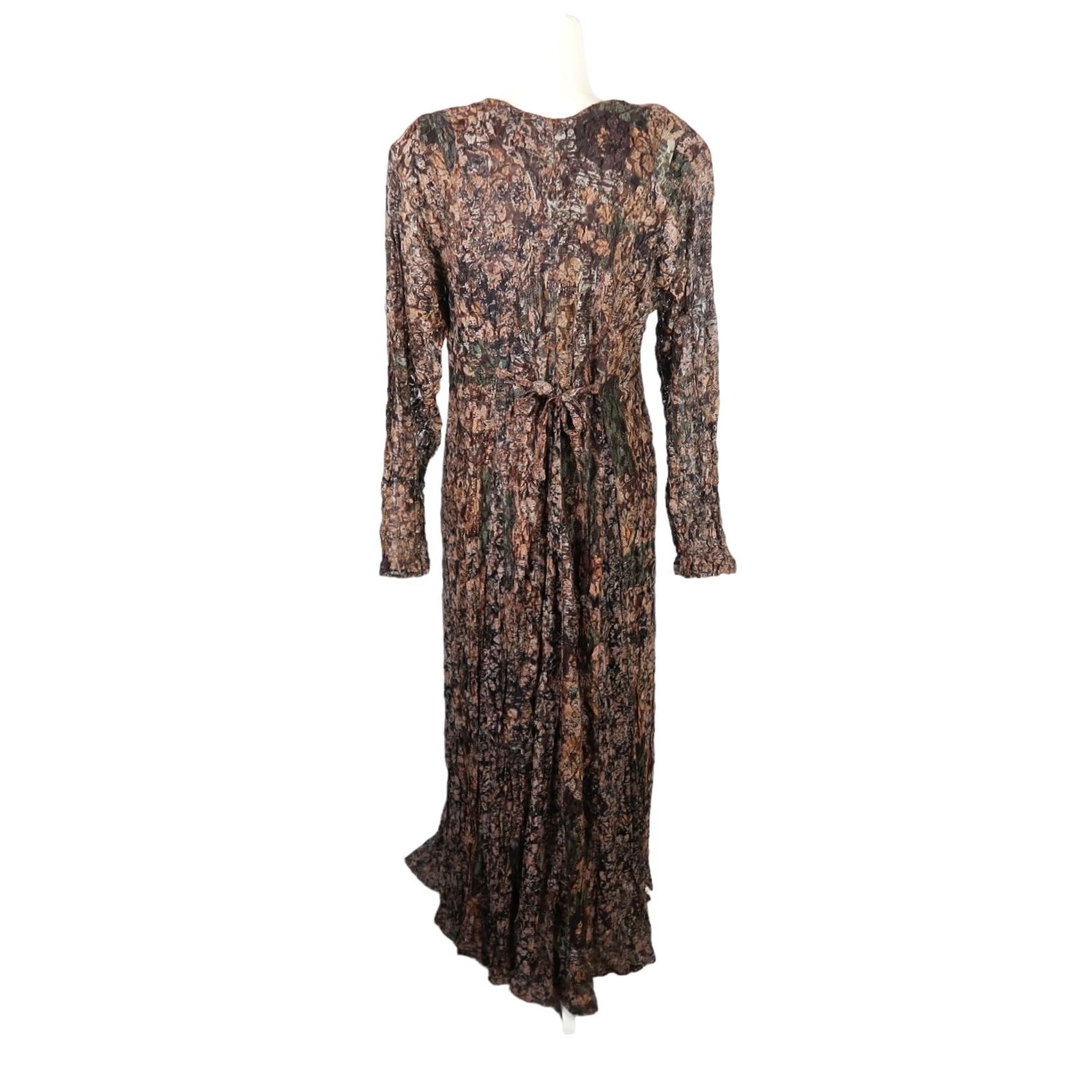 Vintage VINTAGE Nostalgia Brown Floral Lace Long Sleeve Maxi Dress M Dress Women Maxi Long Sleeve 90s Bohemian Vintage Dress Size M / US 6-8 / IT 42-44 - 4 Thumbnail