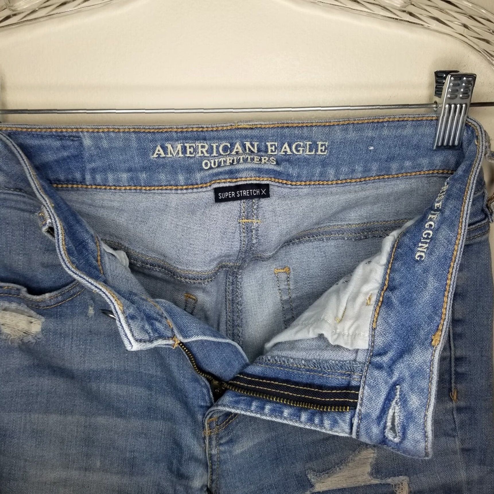 American Eagle Outfitters American Eagle Jeans Womens Size 2 Short Light Blue Distressed High Rise Jeggings Size 26" / US 2 / IT 38 - 3 Thumbnail