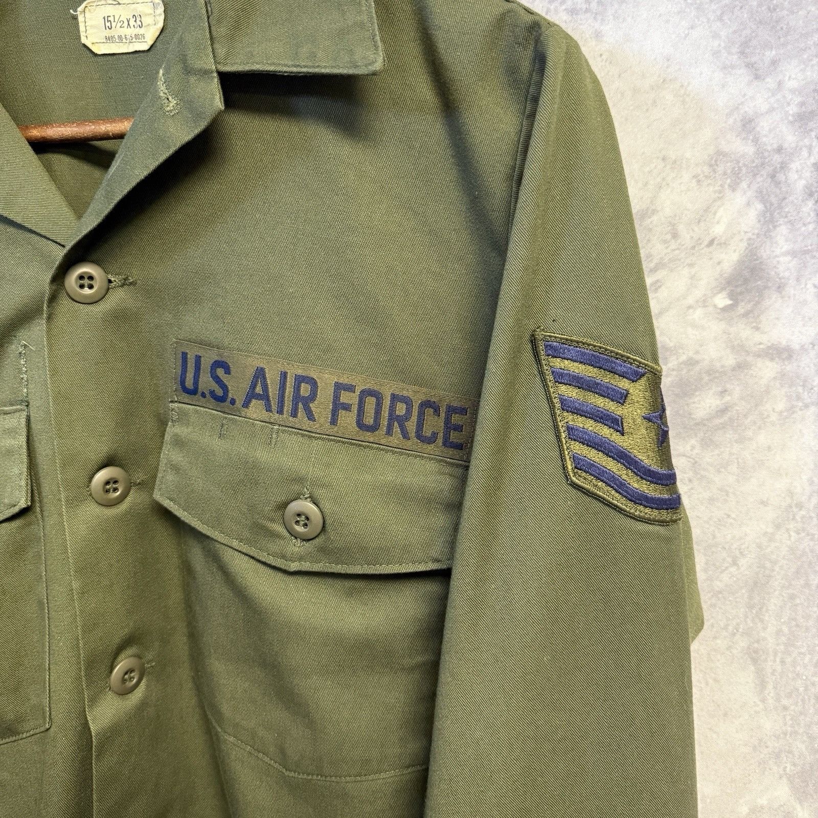Vintage OG-507 US Air Force Military Shirt Mens 15.5x33 Vintage 70s Size US L / EU 52-54 / 3 - 3 Thumbnail