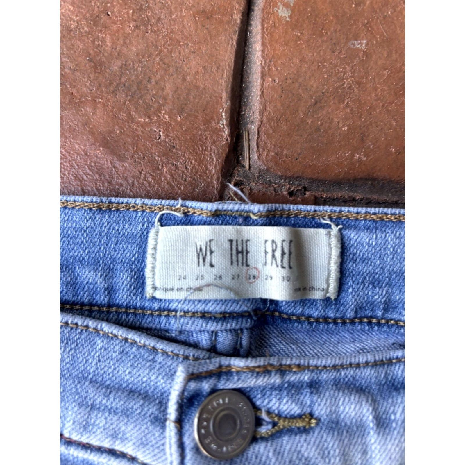 Vintage We The Free Bootcut Flare Jeans Women’s 28x27 Distressed Button Fly Blue Jeans Size 28" / US 6 / IT 42 - 2 Thumbnail