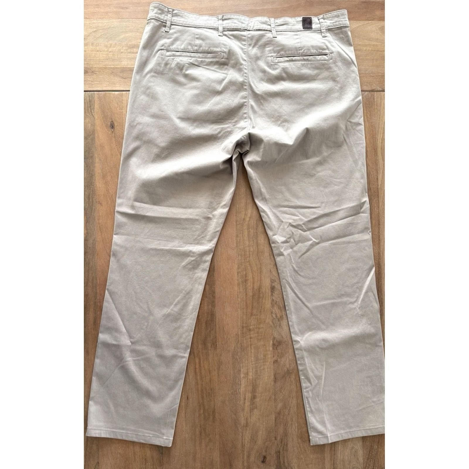Vintage AG Adriano Goldschmied The Lux Khaki Pants Mens 38R Beige Straight 42x30.5 Twill Slit Front Pockets Size US 38 / EU 54 - 2 Thumbnail