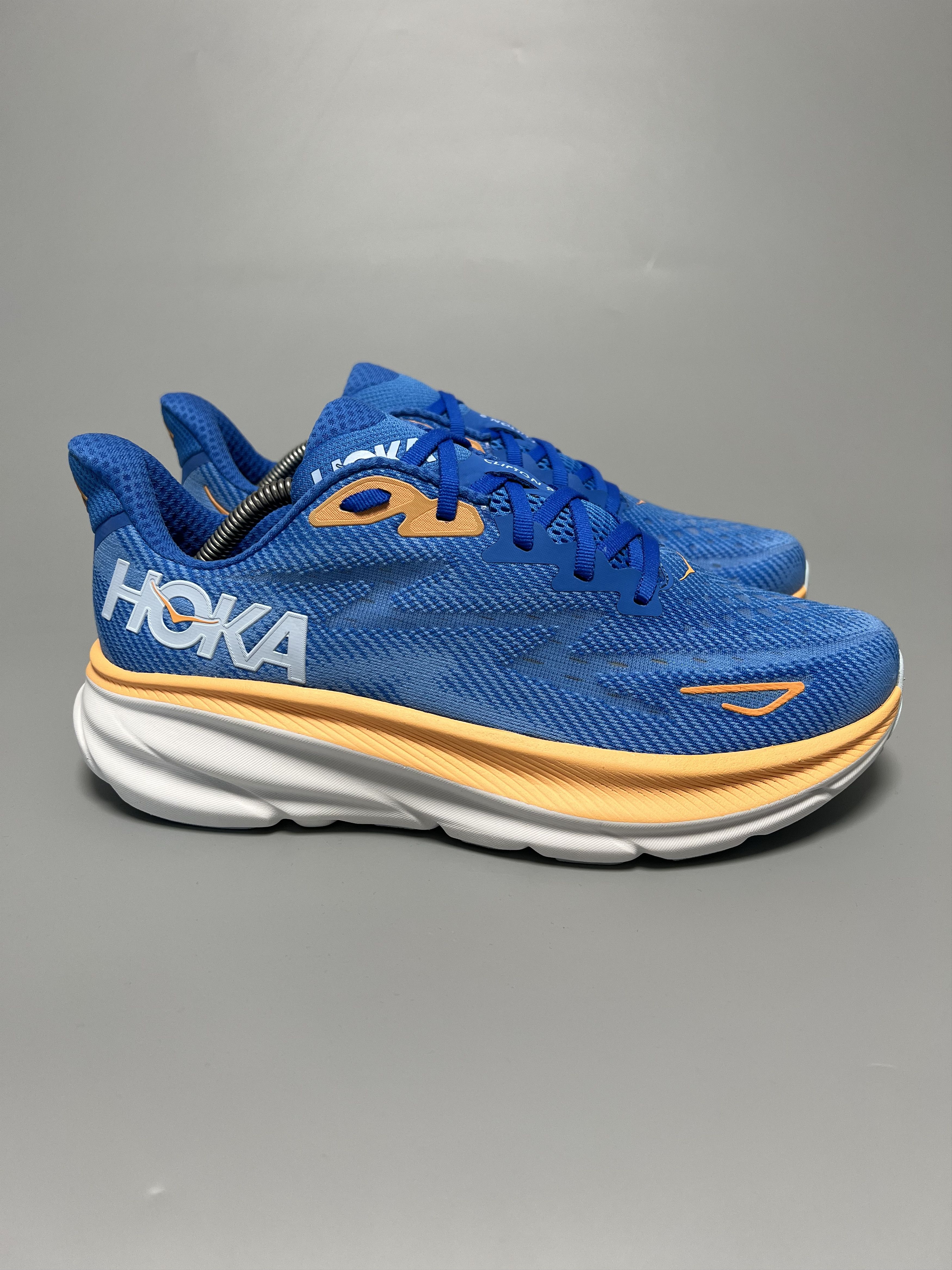 9D Hoka One One Clifton 9 Running Shoes Walking Gym in Blue, Men's