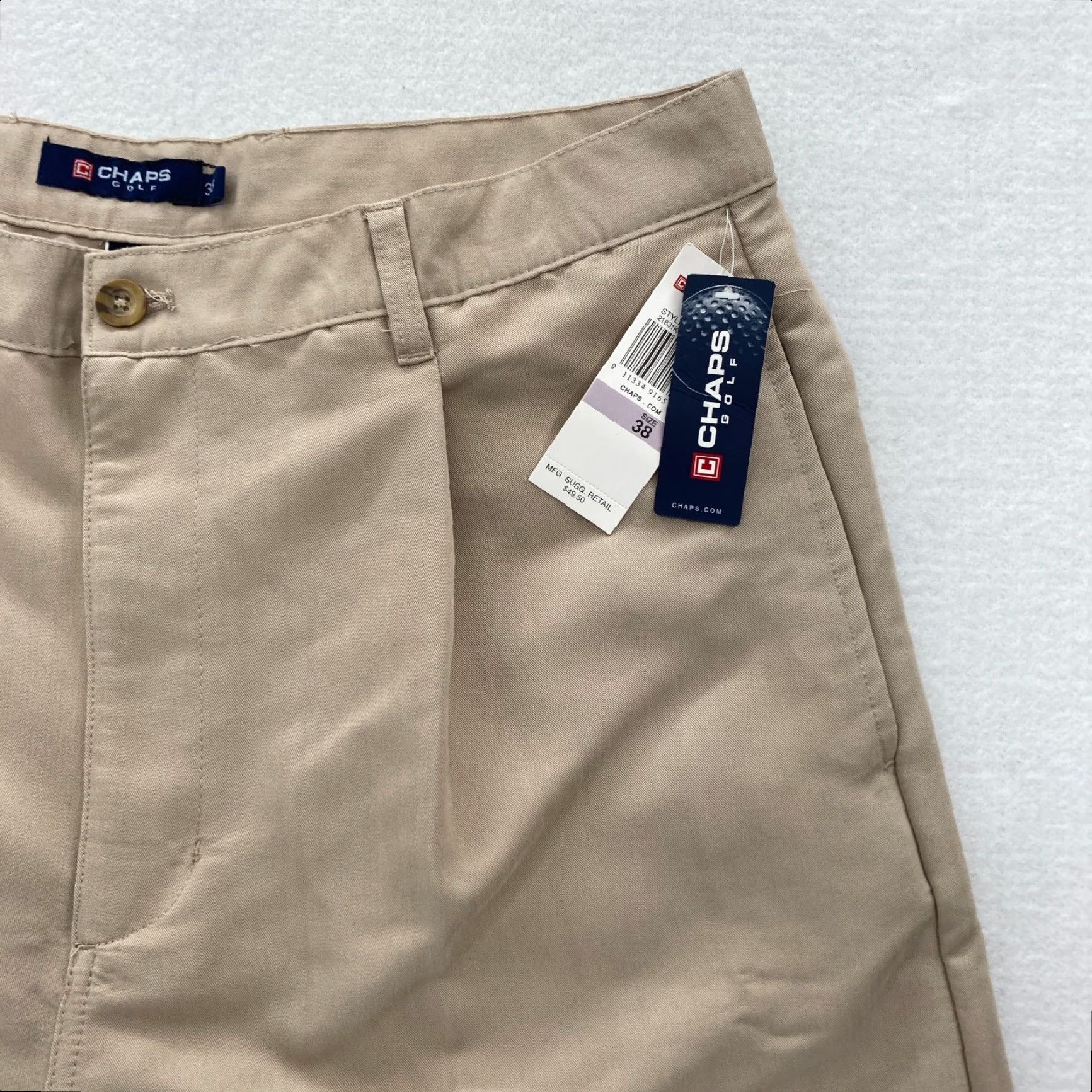 Chaps Chaps Golf Shorts Mens 38 Beige Khaki Cotton Blend Pleated Chino Outdoors NWT Size US 38 / EU 54 - 2 Thumbnail