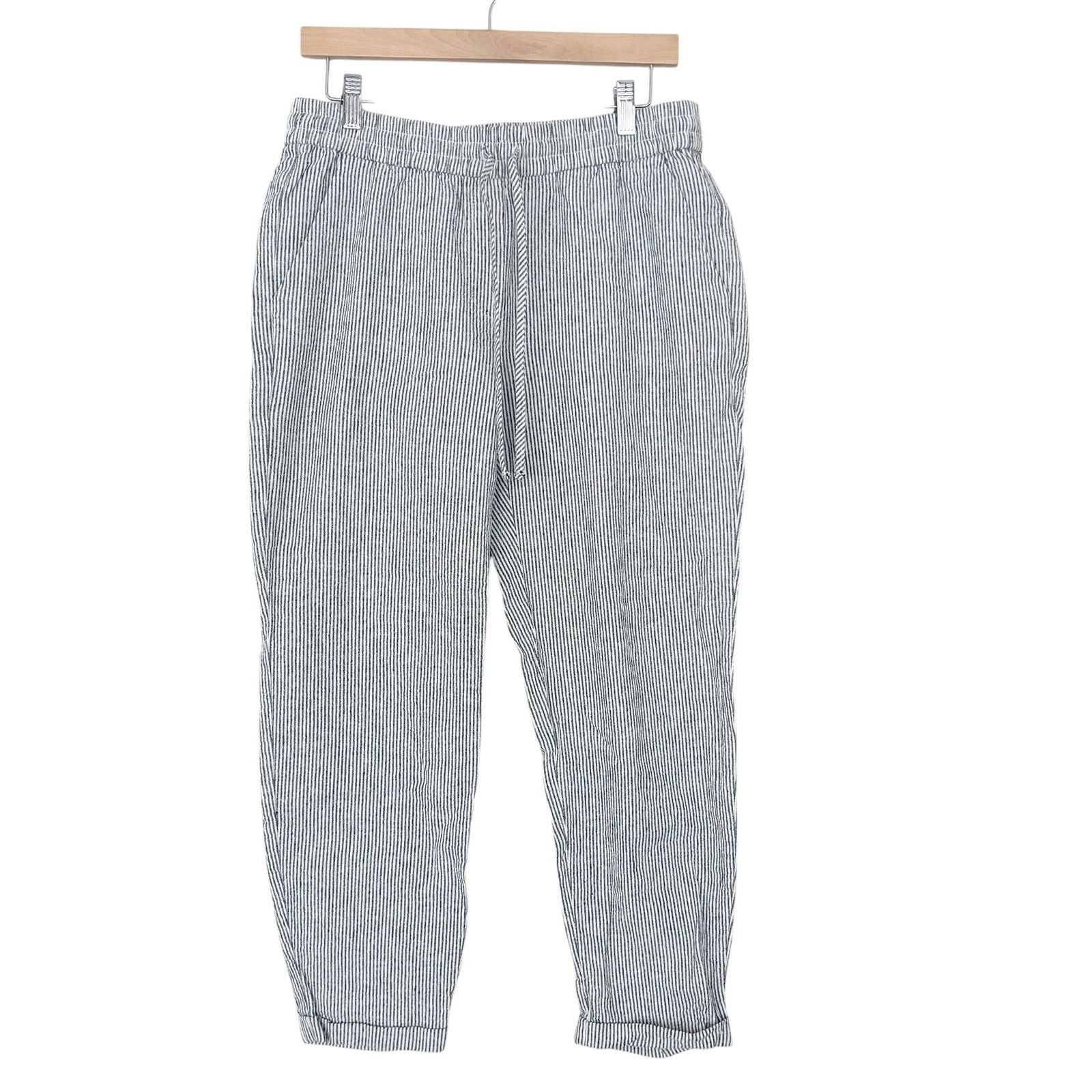 J.Crew J. Crew Striped Linen Cotton Blend Drawstring Pants Sz 8 Size 30" / US 8 / IT 44 - 1 Thumbnail