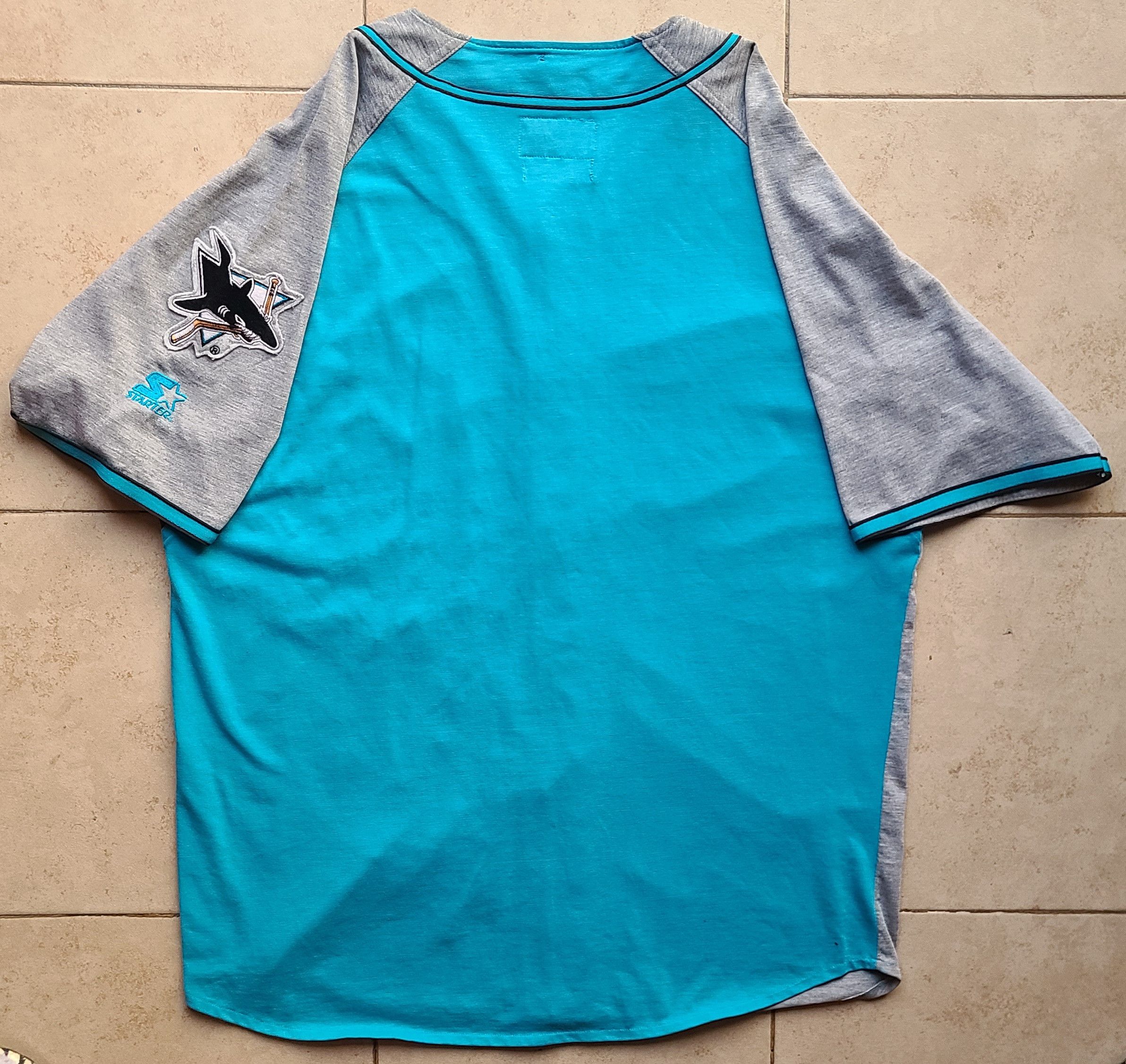 NHL San Jose Sharks 90s Baseball jersey XL teal NHL hockey vtg Size US XL / EU 56 / 4 - 4 Thumbnail