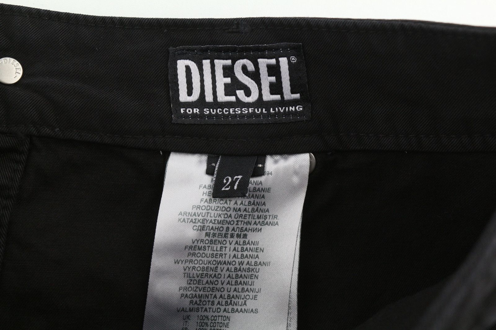 Diesel O-BEIGE W27 Black Twill Button A-Line Mini Skirt 41316 Size 27" / US 4 / IT 40 - 10 Thumbnail