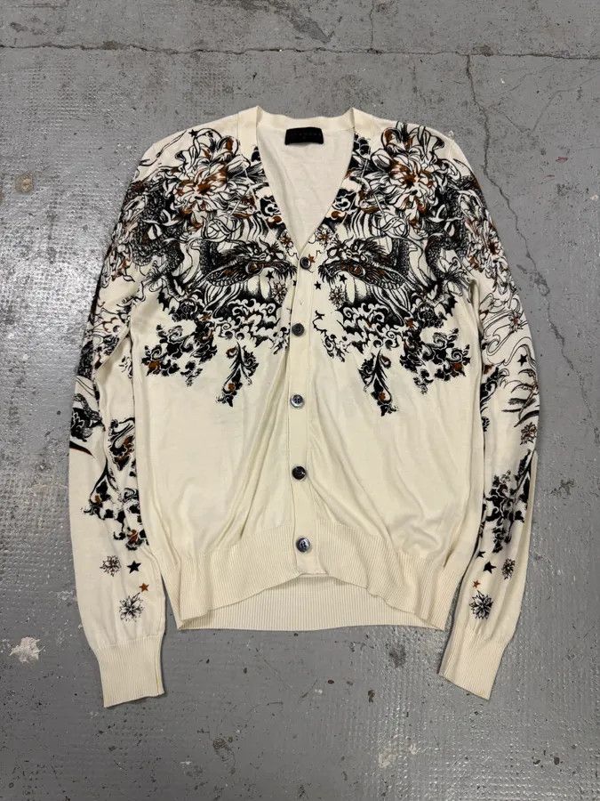 Designer × John Richmond × Vintage 2000s Richmond Dragon Fantasy White Cardigan Size US S / EU 44-46 / 1 - 1 Thumbnail