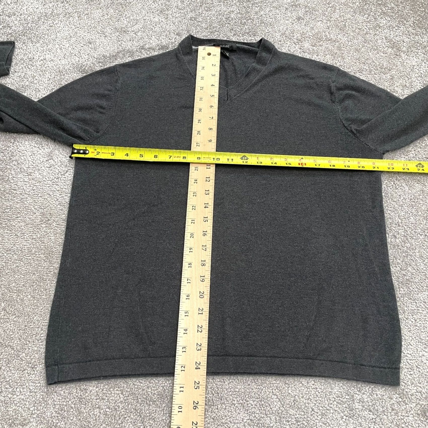 Alfani Alfani Cotton Pullover Sweater Mens M Dark Gray V-Neck Knit Classic Casual Size US M / EU 48-50 / 2 - 6 Thumbnail