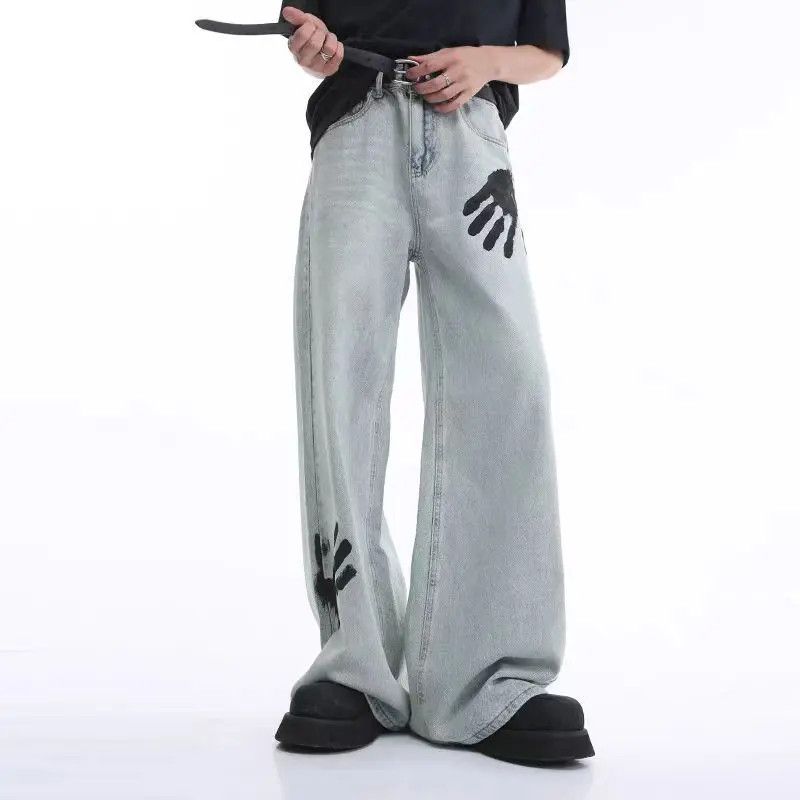Japanese Brand × Jean Hip Hop Handprint Design Relaxed Jeans Size US 33 - 1 Thumbnail
