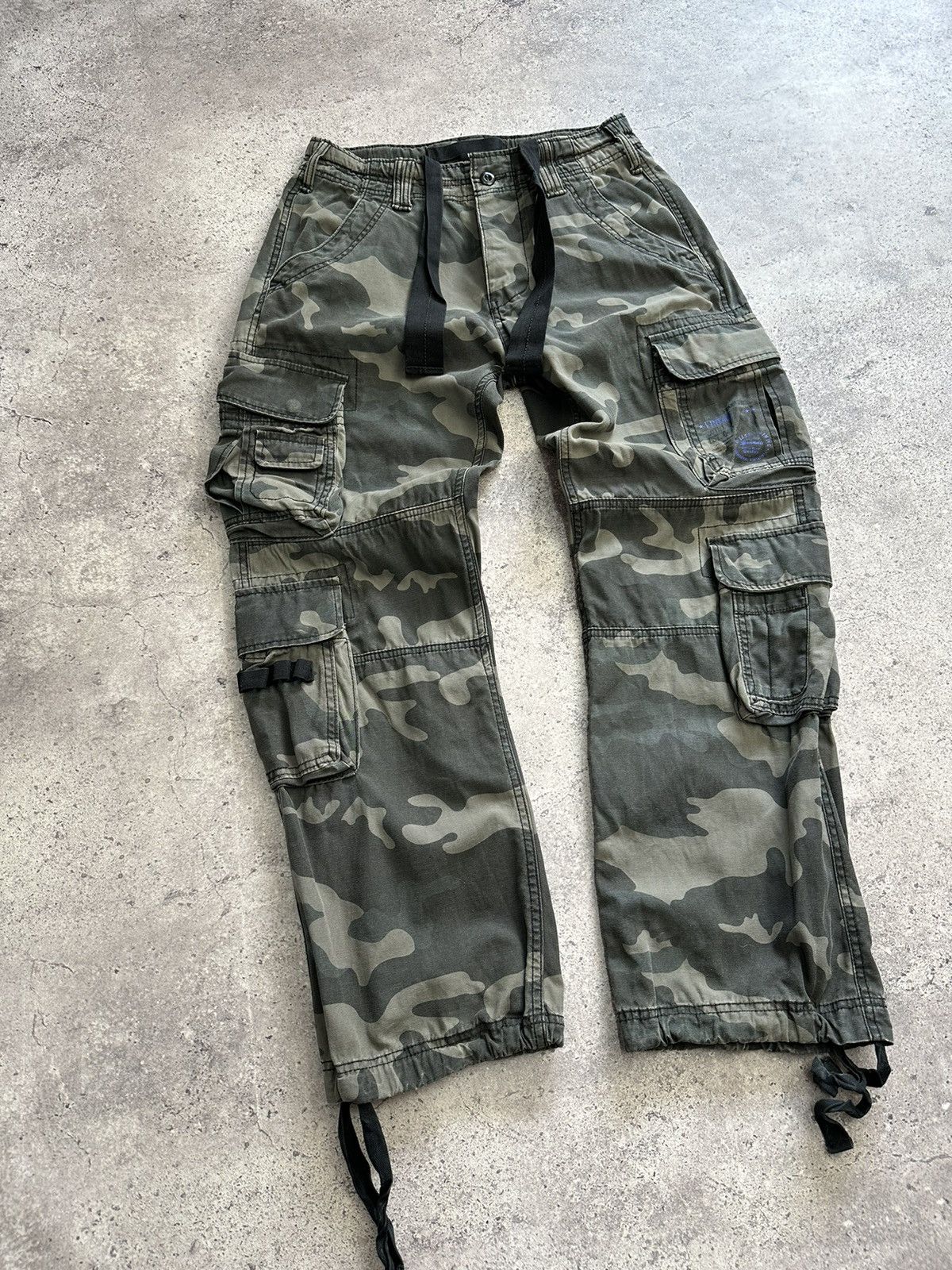 Brandit × Japanese Brand × Vintage Vintage Brandit Camo Rave Bondage Pants Belted Y2K Archival Size US 33 - 5 Thumbnail