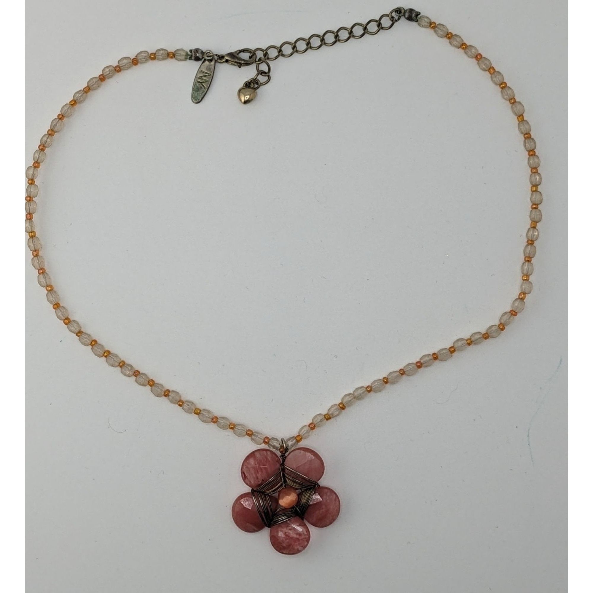 Other Vintage Y2K Cottagefore Beaded Necklace With Pink Flower Pen Size ONE SIZE - 4 Thumbnail