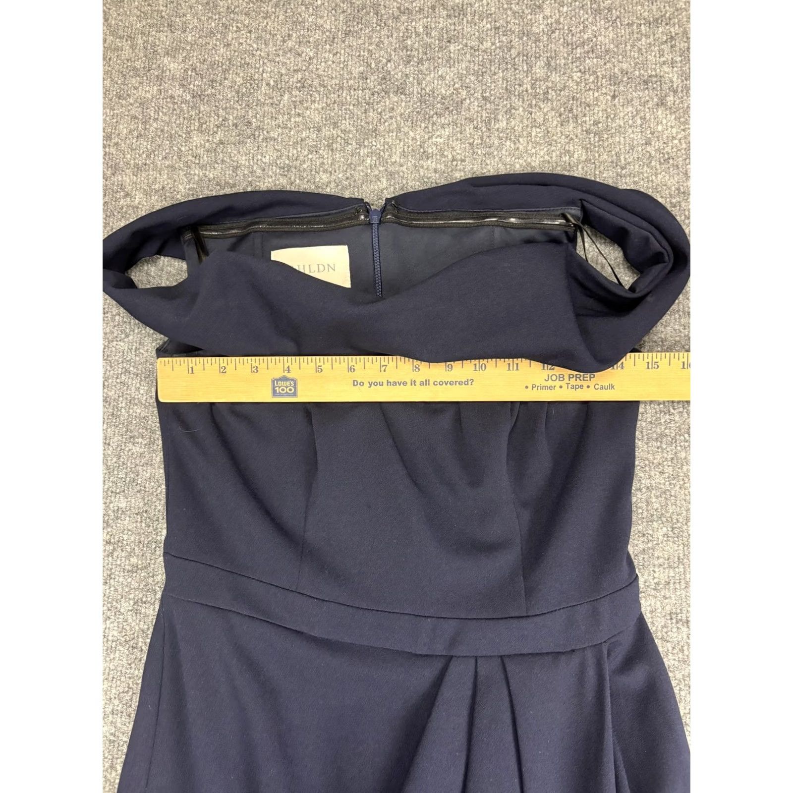 Vintage BHLDN Dress Womens 8 Navy Off Shoulder Hi Low Sheath Bridesmaid Gown Formal Size M / US 6-8 / IT 42-44 - 3 Thumbnail