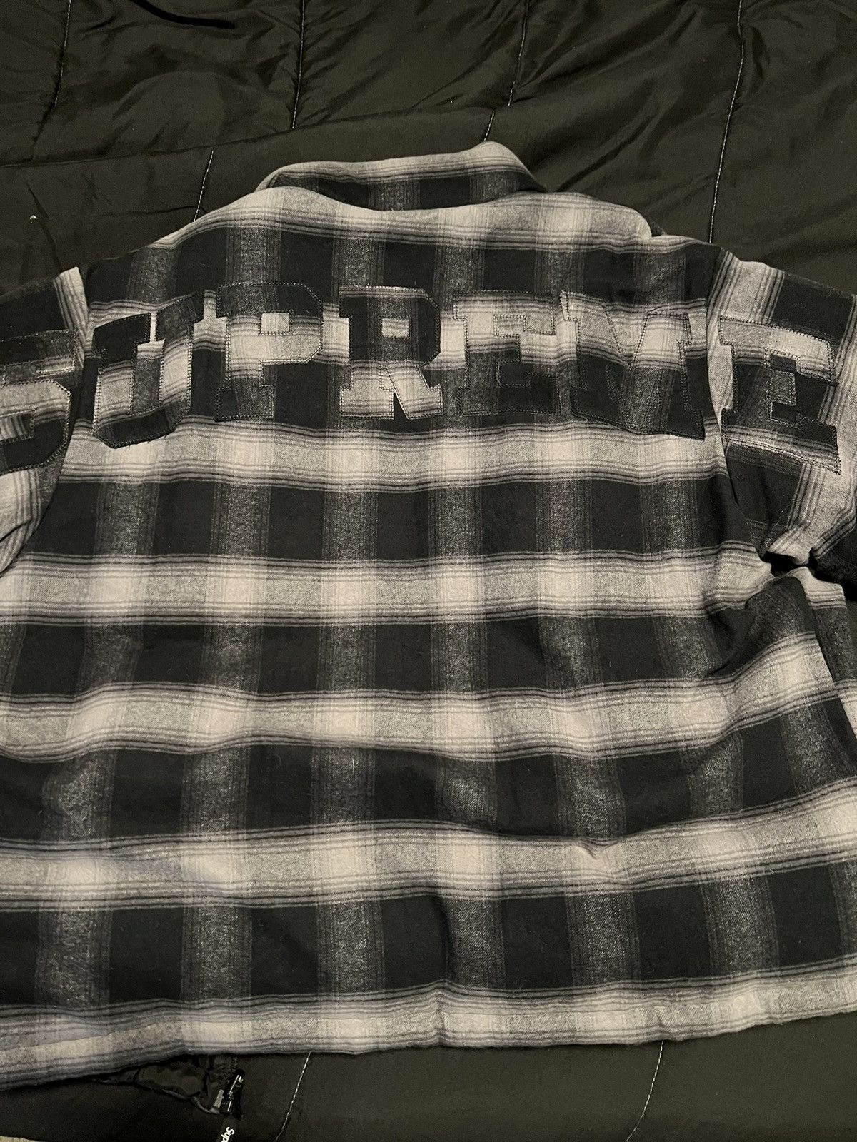 image of Supreme Flannel Reversible Puffer Make Offer in Black, Men's (Size XL)