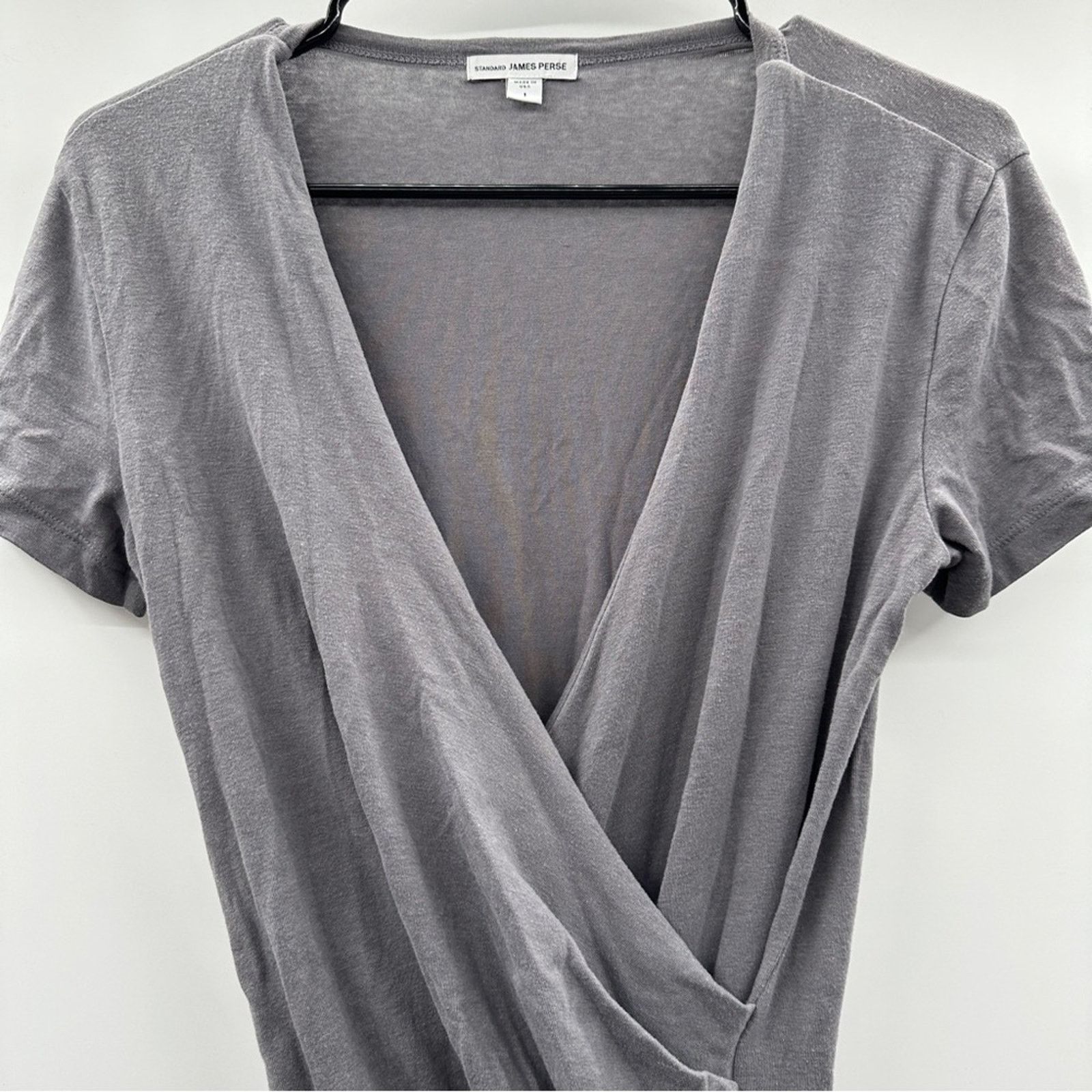 James Perse James Perse Gray Faux Wrap Gathered Mini Dress Size 1 (S) Size S / US 4 / IT 40 - 2 Thumbnail