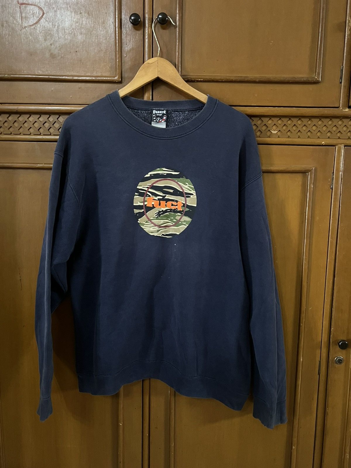 FUCT × Vintage Vintage fuct 90s camo circle logo crewneck 