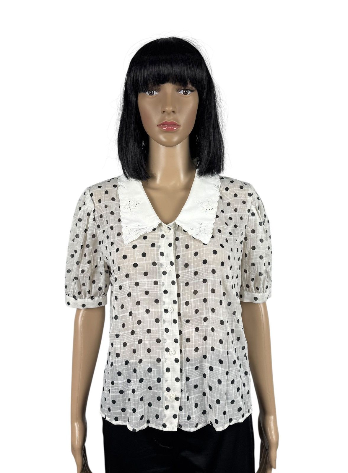 Maje Maje Polka Dot Peter Pan Collar Button Up Viscose Polyester Size S / US 4 / IT 40 - 1 Thumbnail