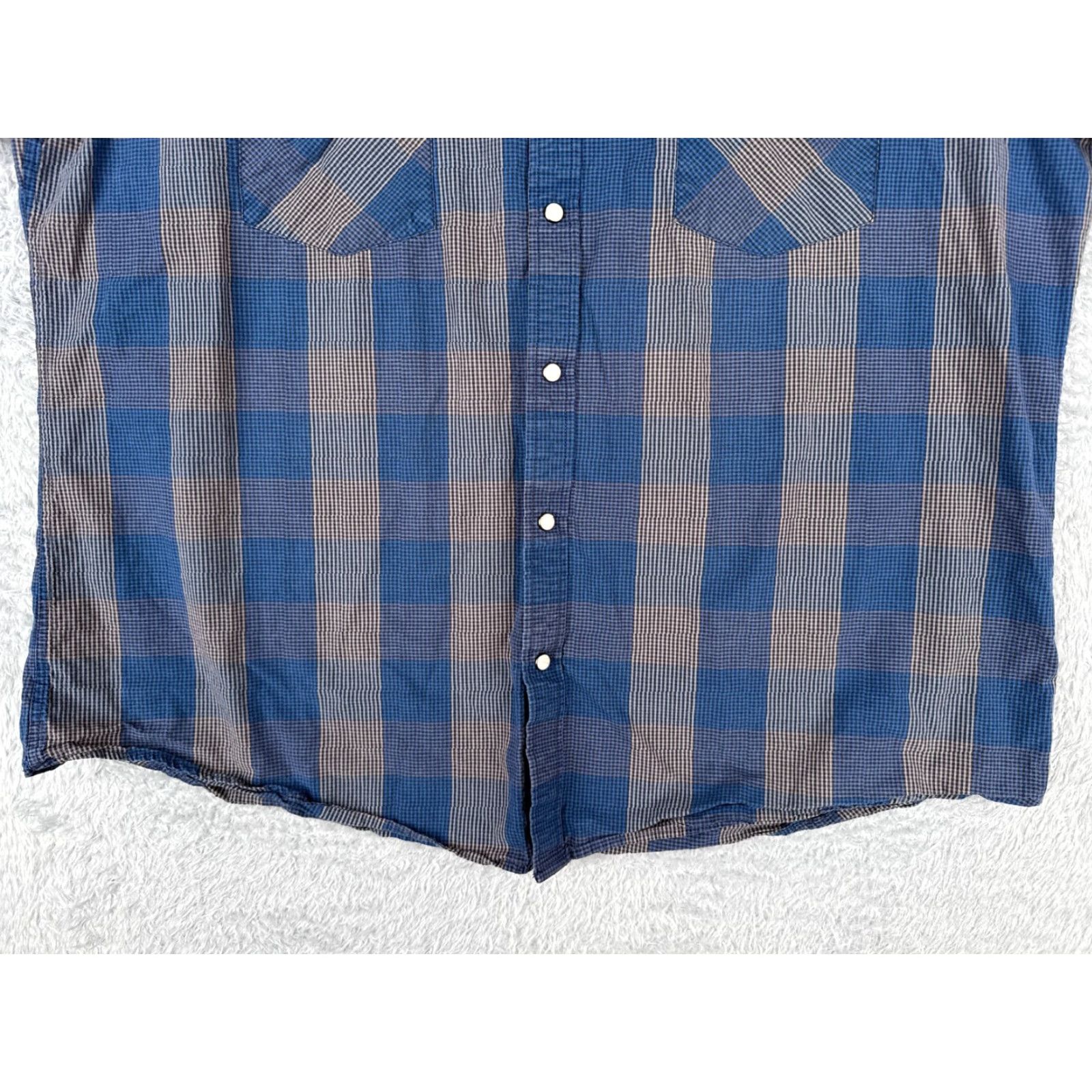 Doublet Double Pump Shirt Mens Extra Large Blue Gray Plaid Pearl Snap Western Pockets Size US XL / EU 56 / 4 - 5 Thumbnail
